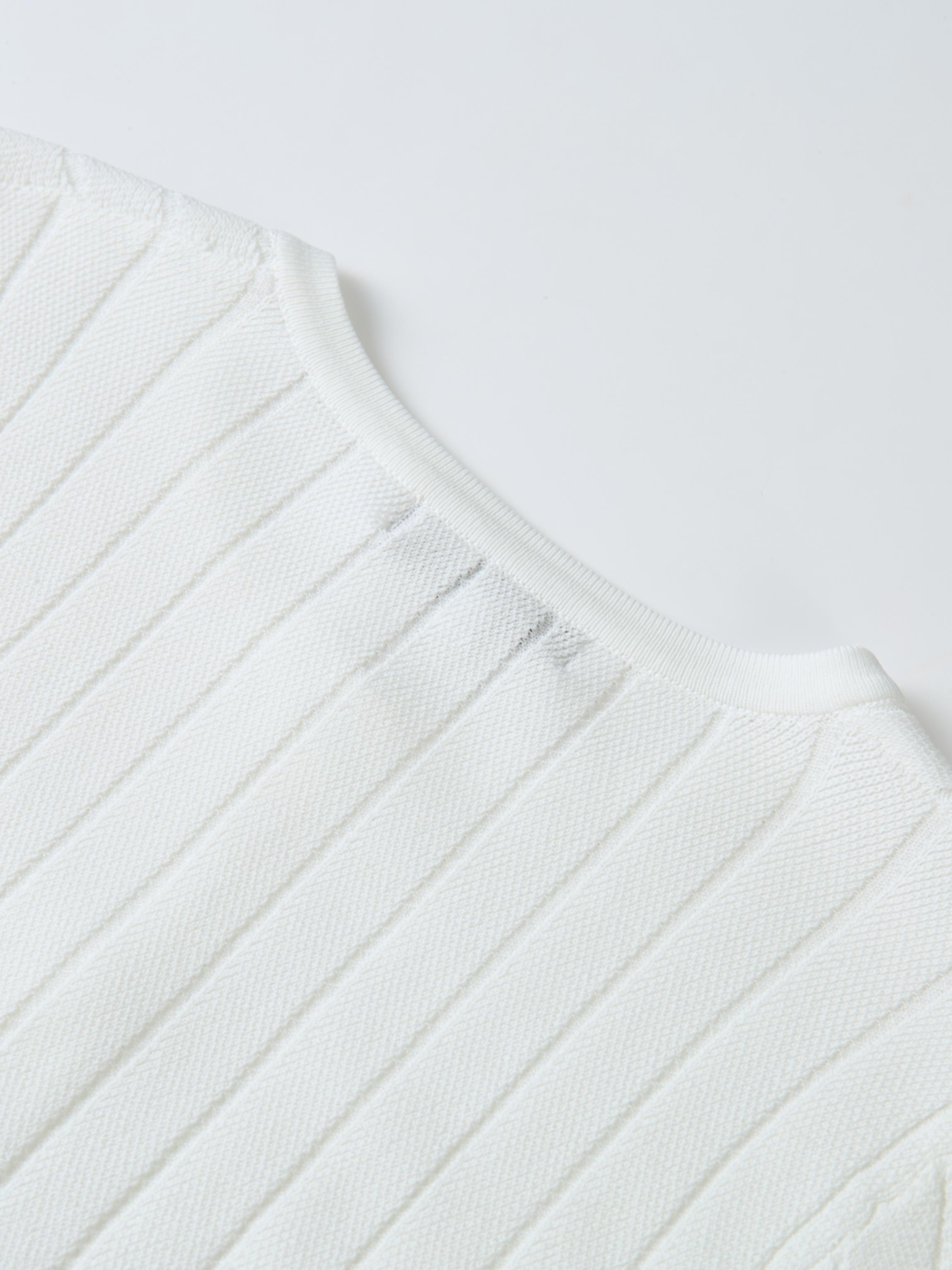 Silk Knit Ribbed Cardigan 20"- Cream
