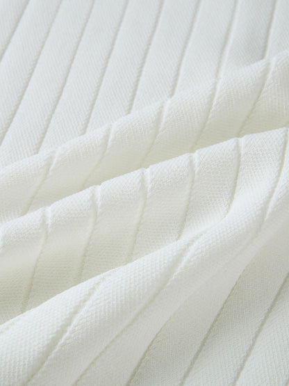 Silk Knit Ribbed Cardigan 20"- Cream