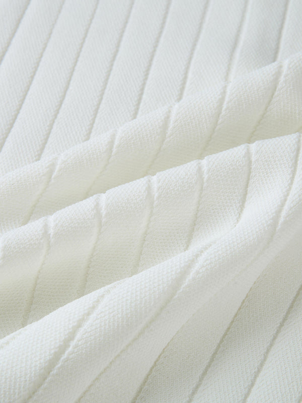 Silk Knit Ribbed Cardigan 20"- Cream