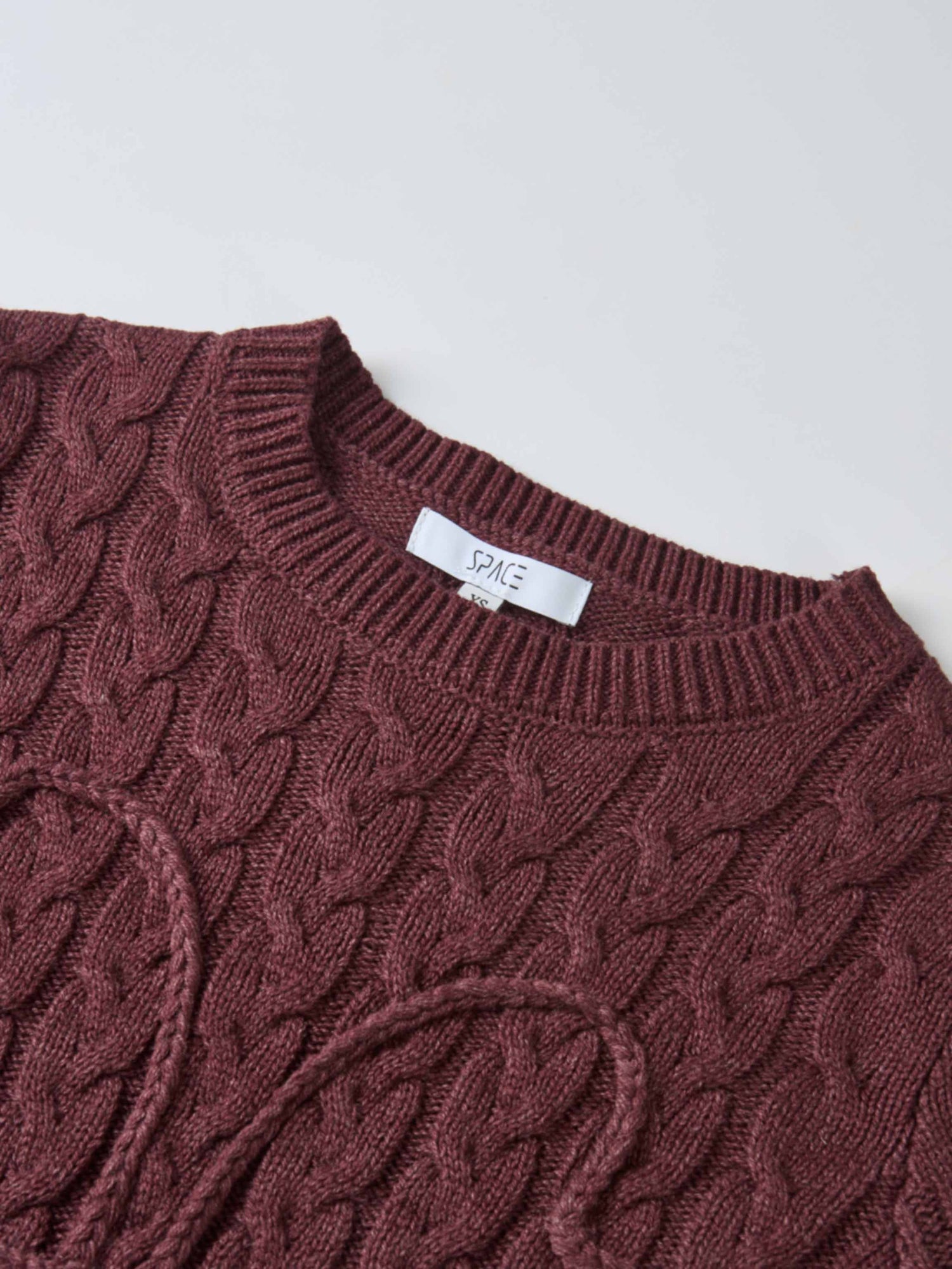 Braided Heart Cable Sweater - Burgundy
