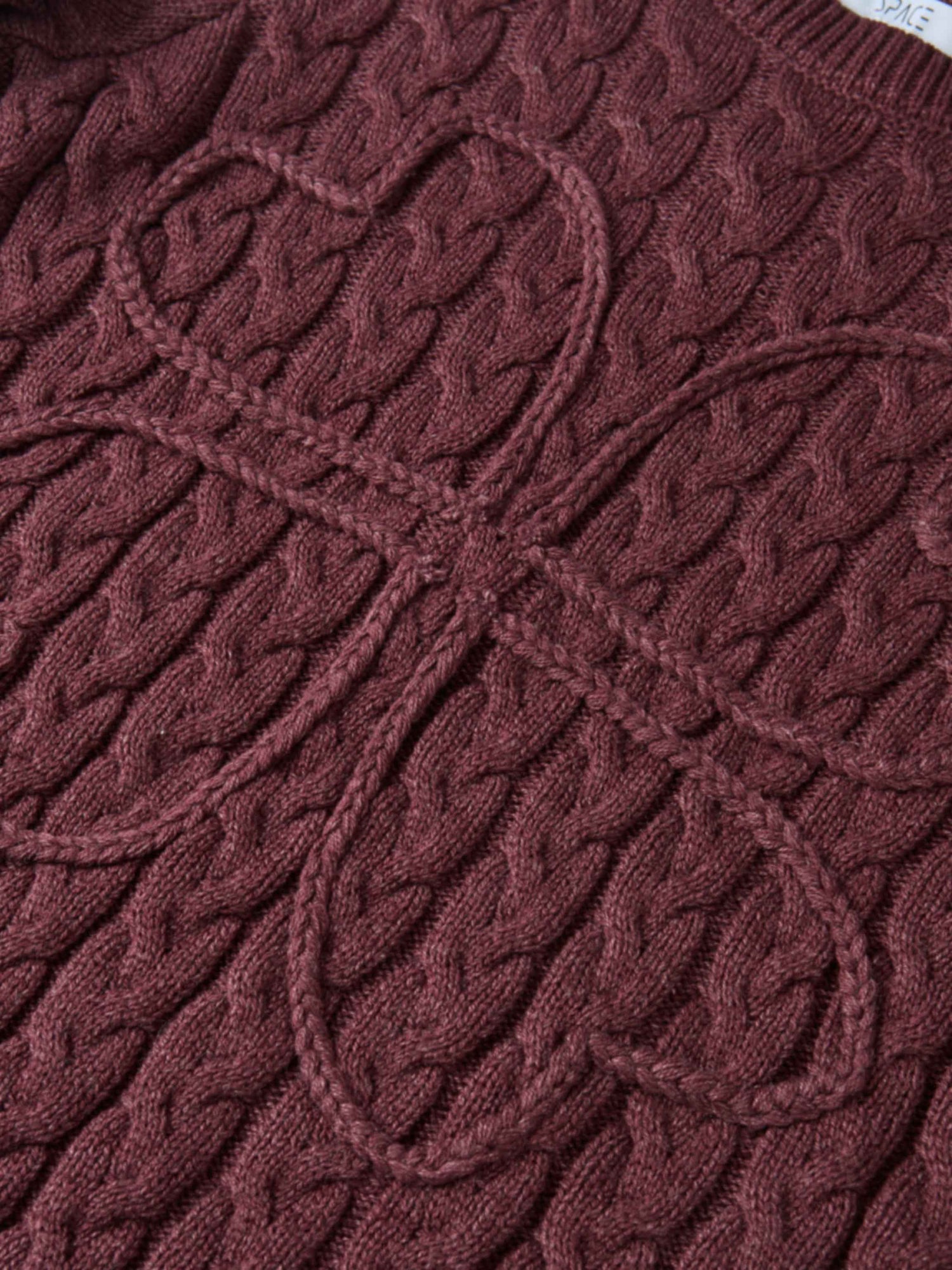 Braided Heart Cable Sweater - Burgundy