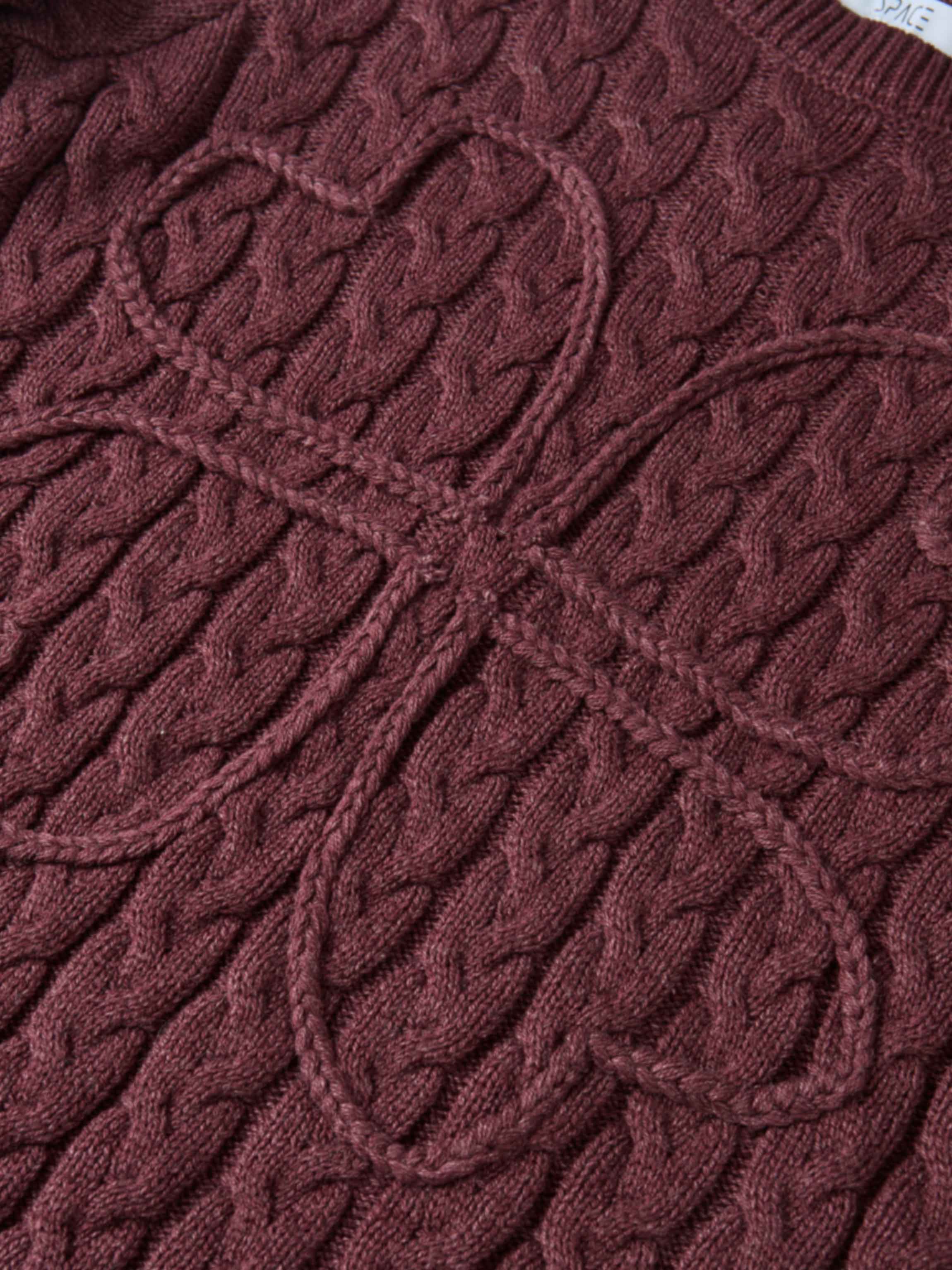 Braided Heart Cable Sweater - Burgundy