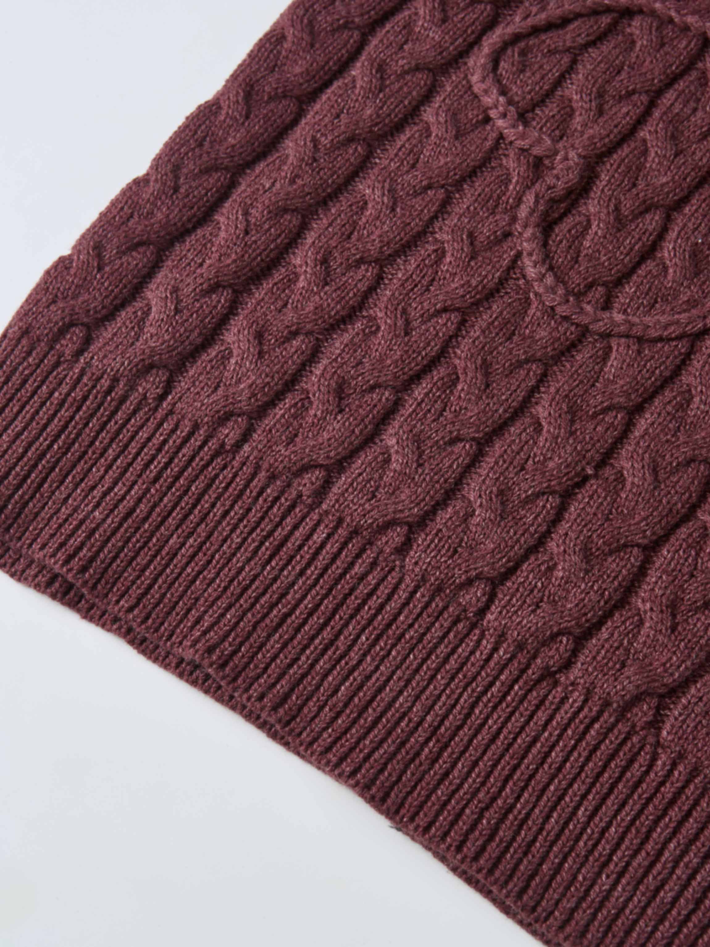 Braided Heart Cable Sweater - Burgundy