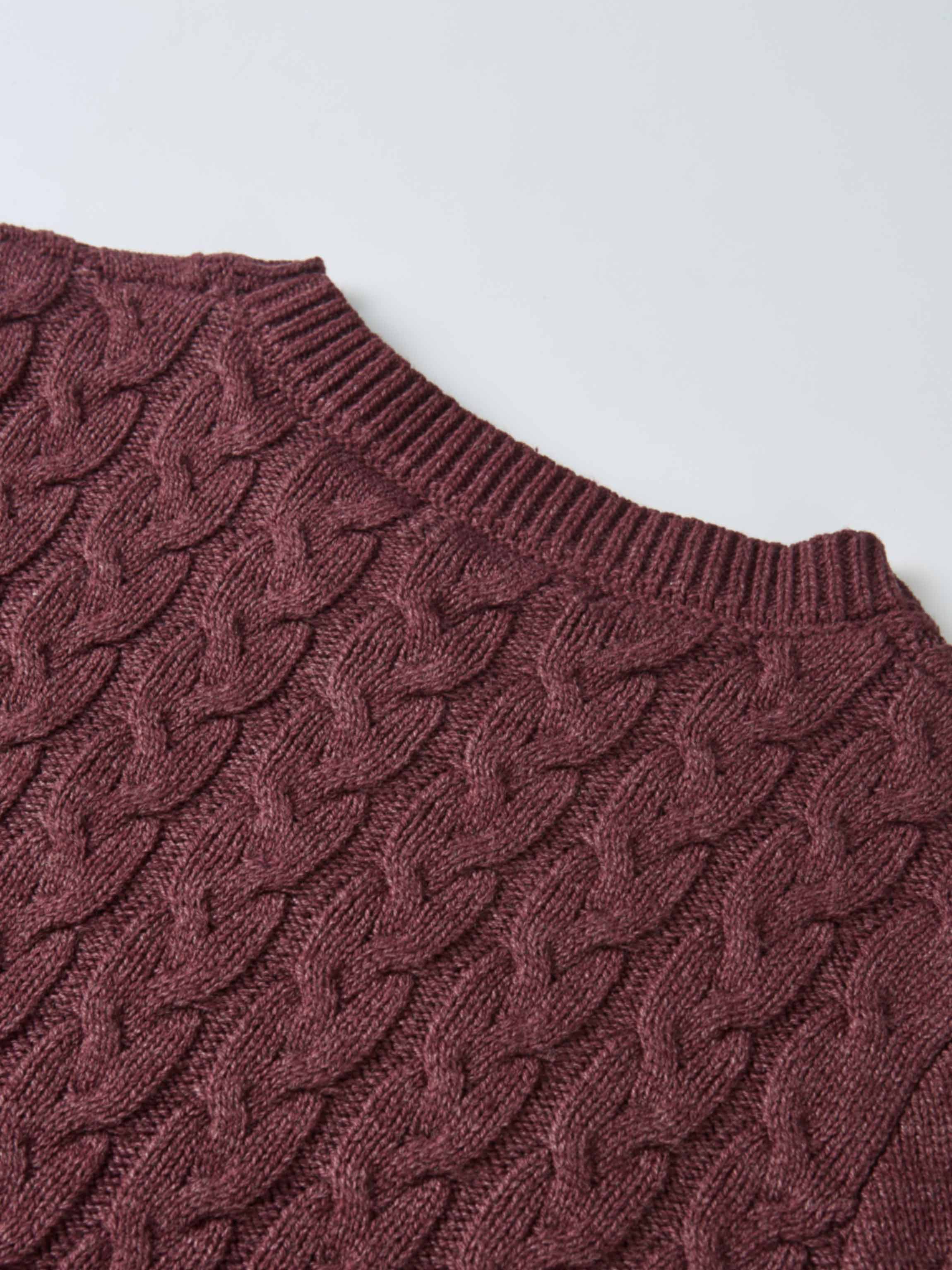 Braided Heart Cable Sweater - Burgundy