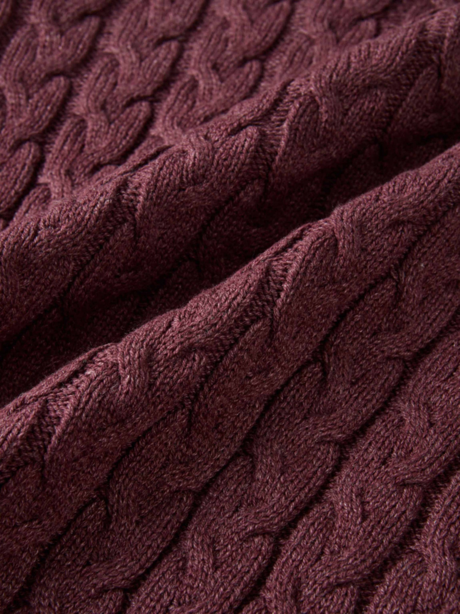 Braided Heart Cable Sweater - Burgundy