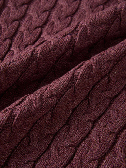 Braided Heart Cable Sweater - Burgundy