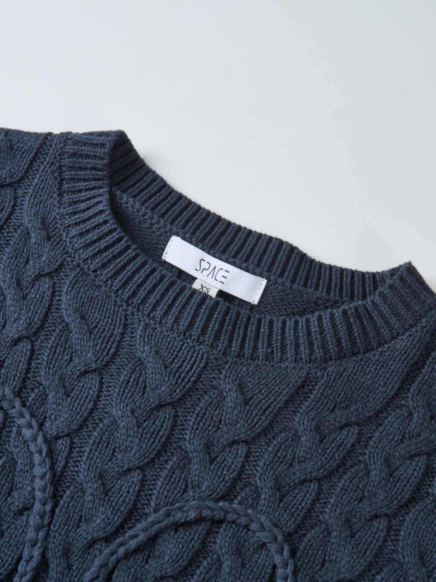 Braided Heart Cable Sweater - Navy