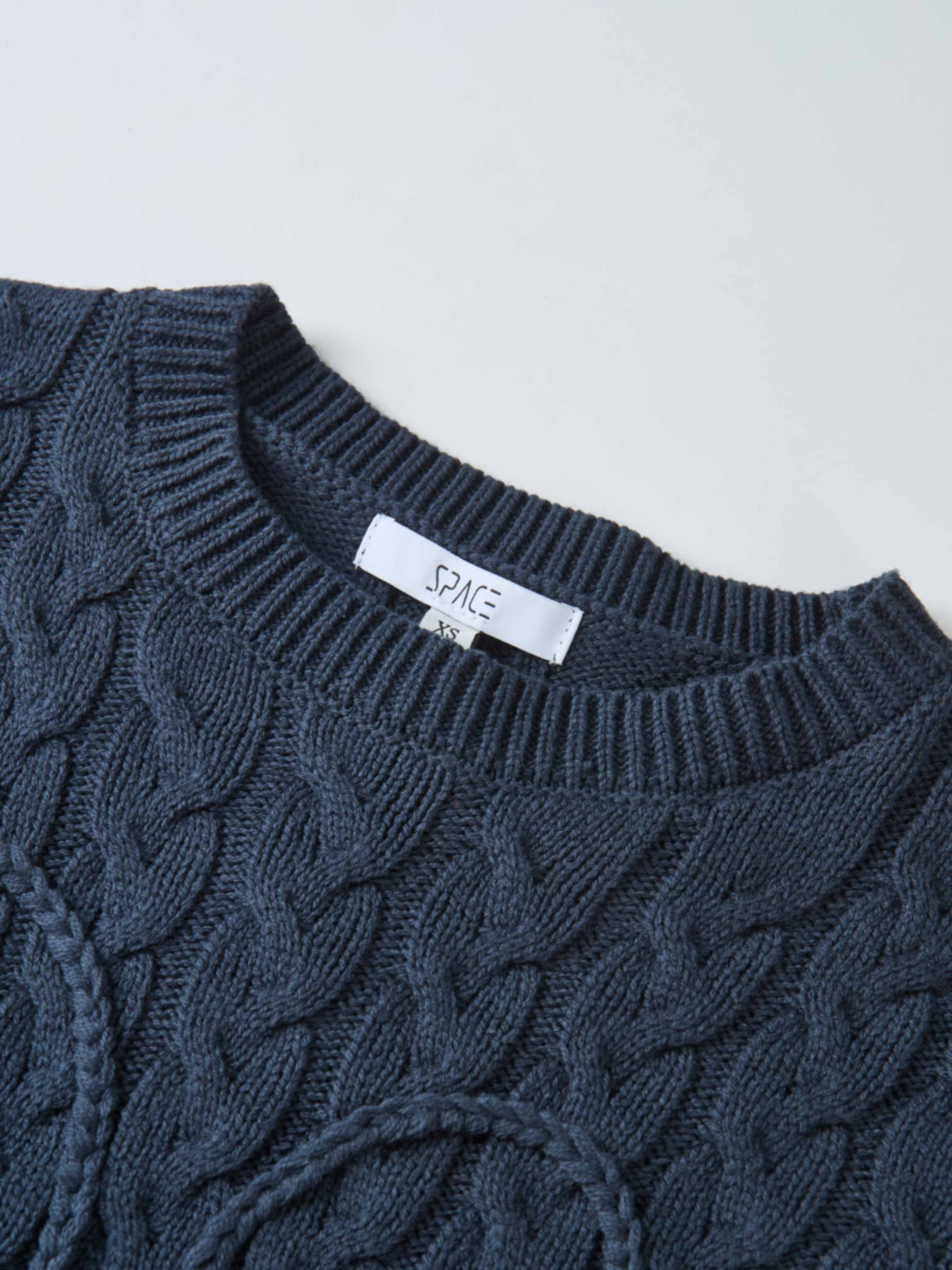Braided Heart Cable Sweater - Navy