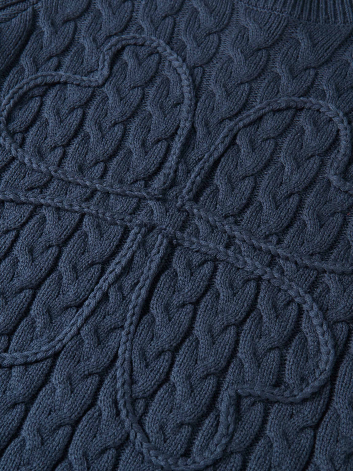 Braided Heart Cable Sweater - Navy