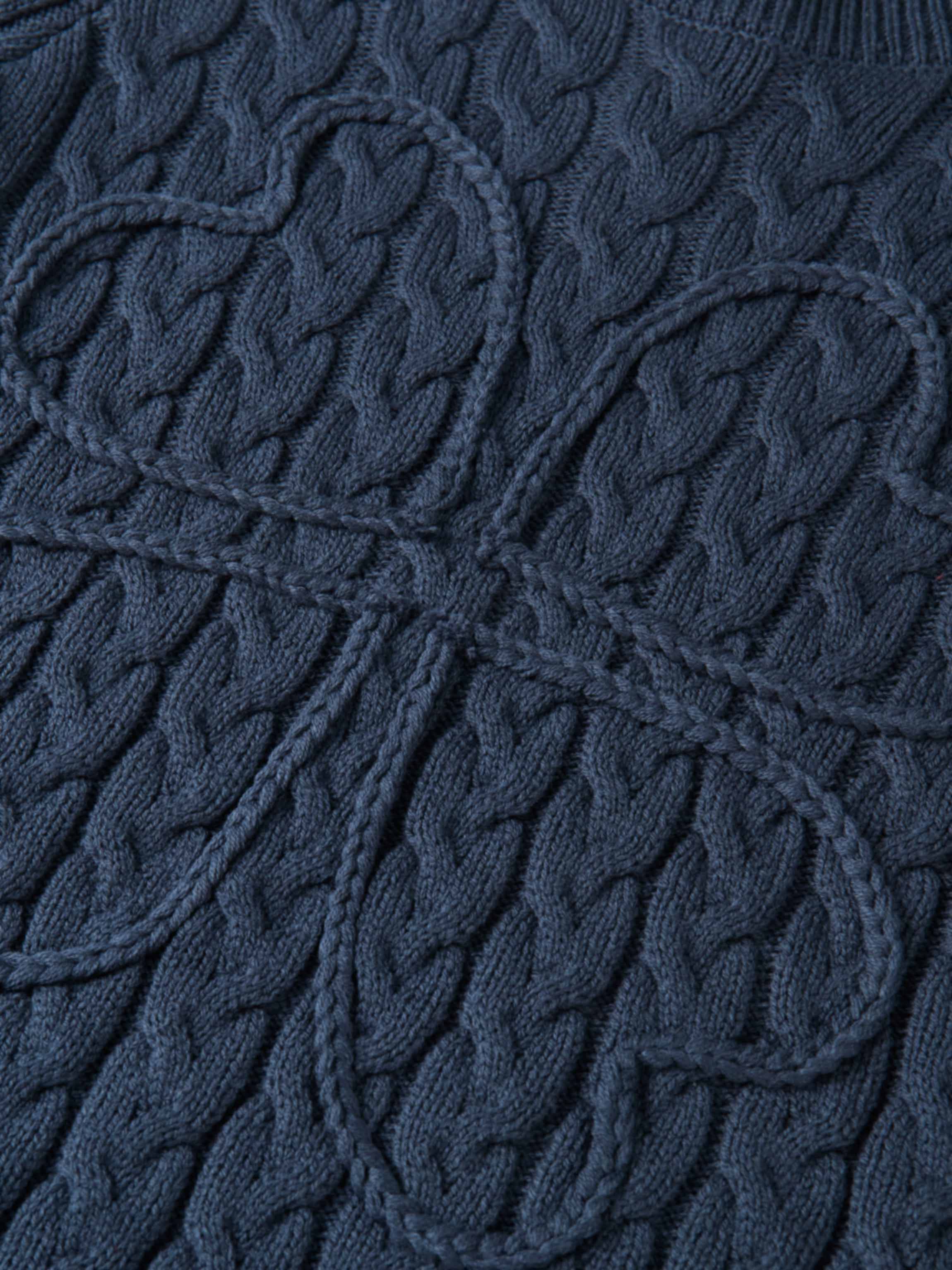 Braided Heart Cable Sweater - Navy