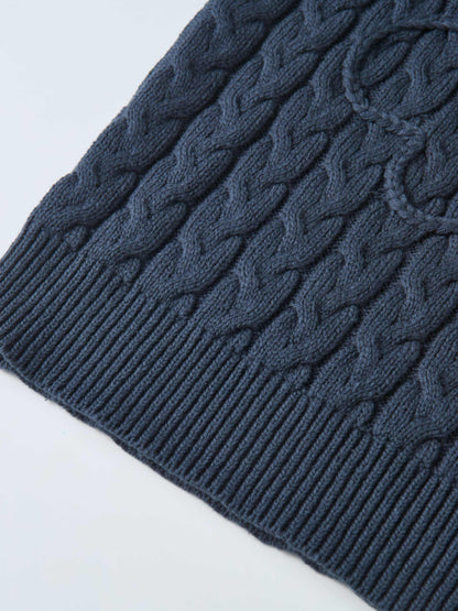 Braided Heart Cable Sweater - Navy