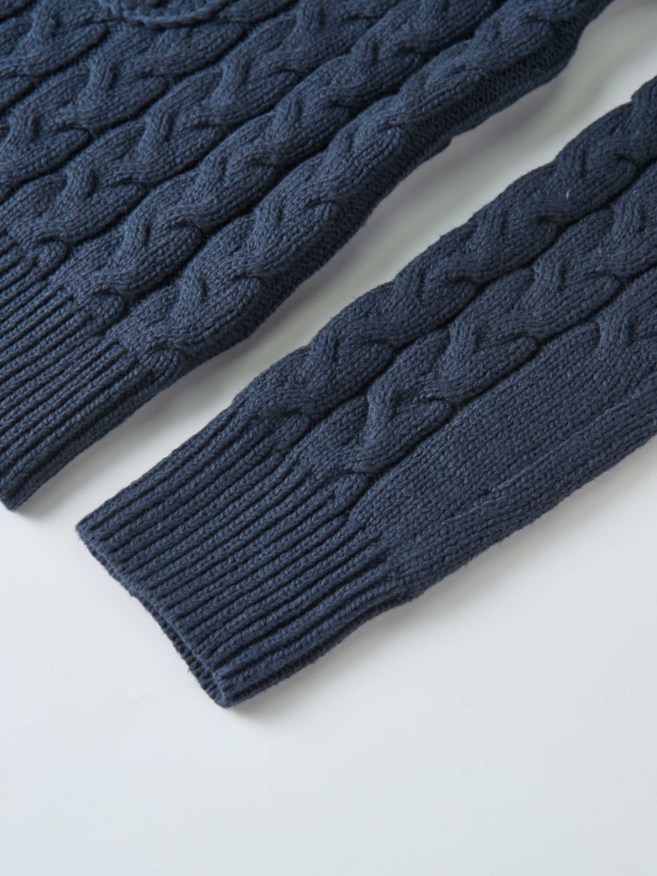 Braided Heart Cable Sweater - Navy