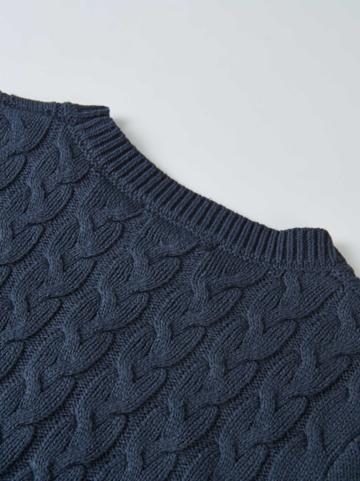 Braided Heart Cable Sweater - Navy