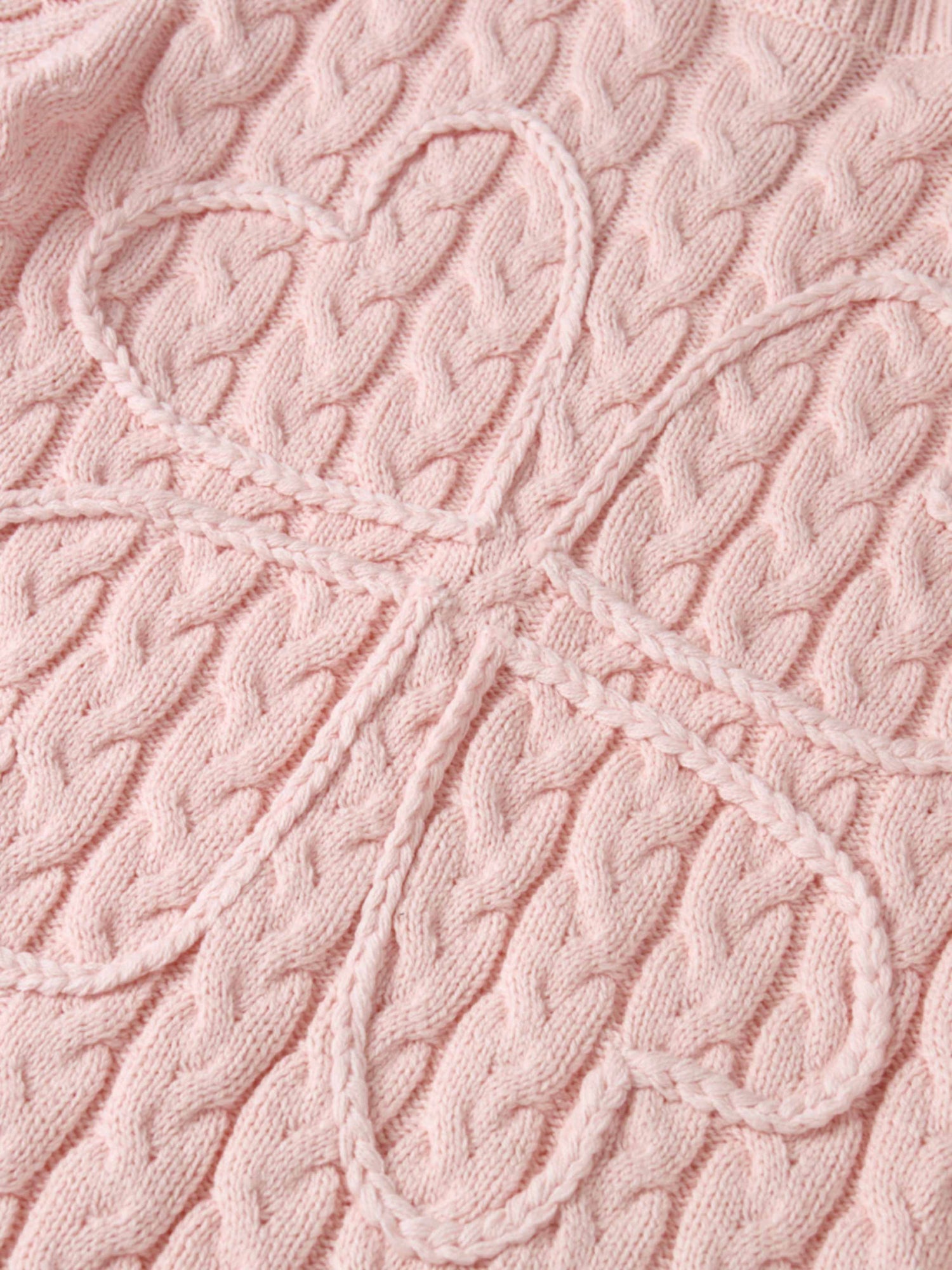 Braided Heart Cable Sweater - Pink