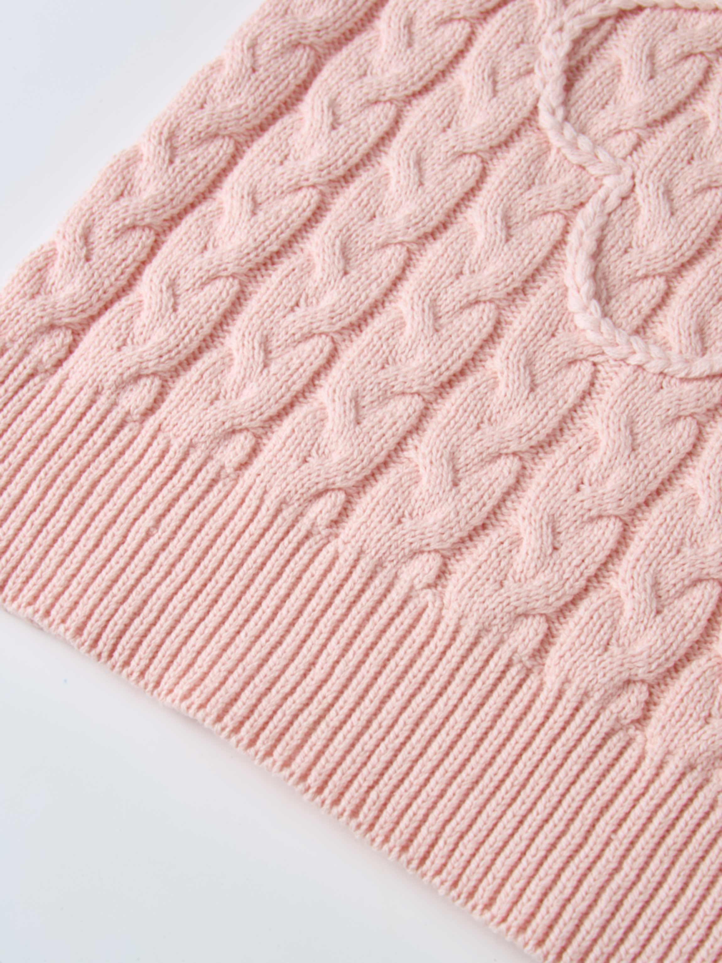 Braided Heart Cable Sweater - Pink