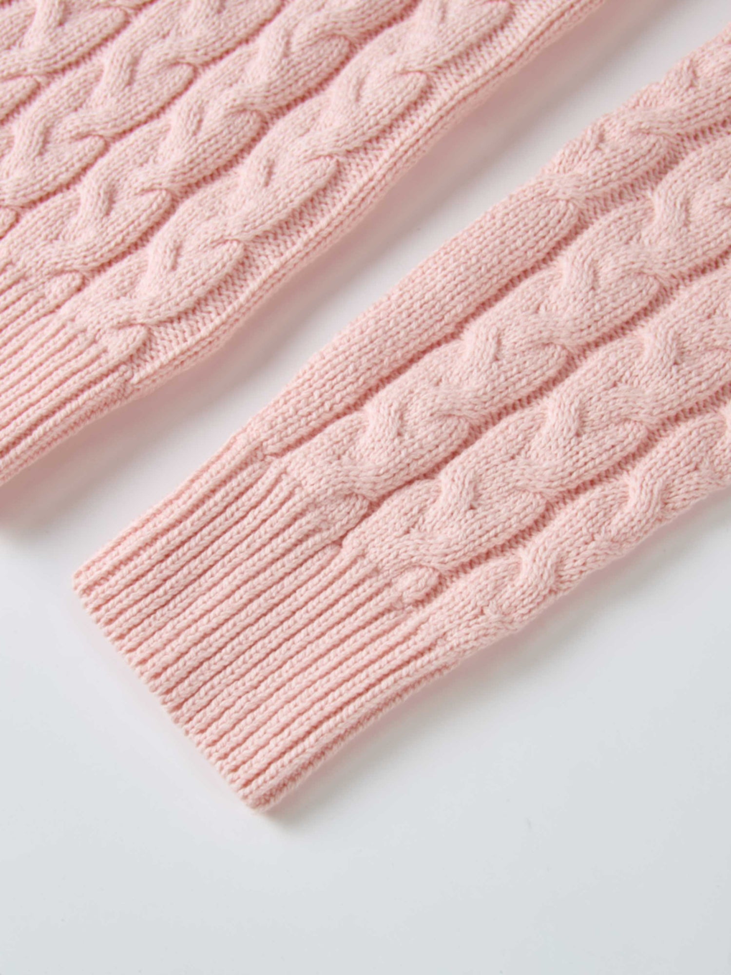 Braided Heart Cable Sweater - Pink