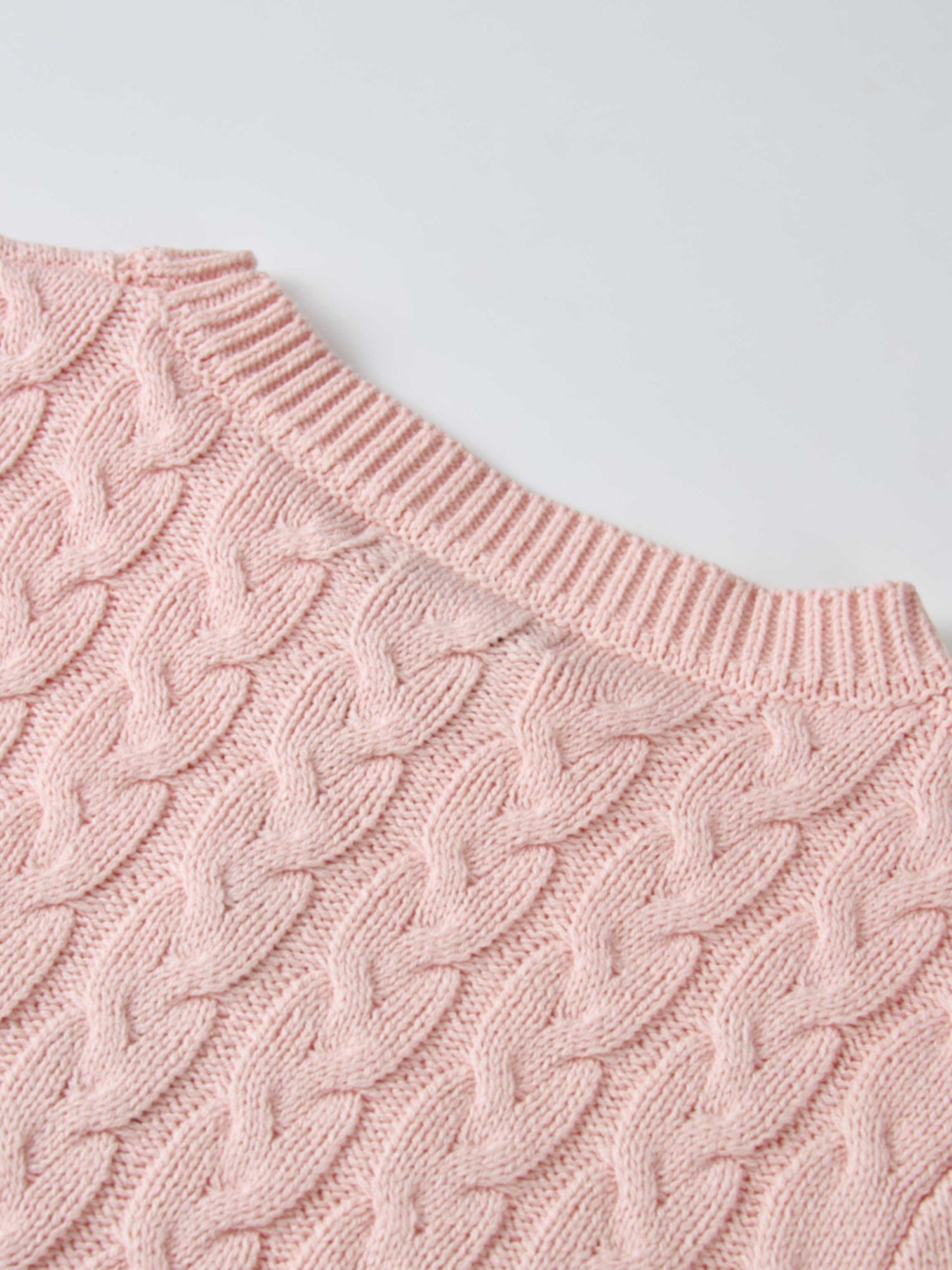 Braided Heart Cable Sweater - Pink