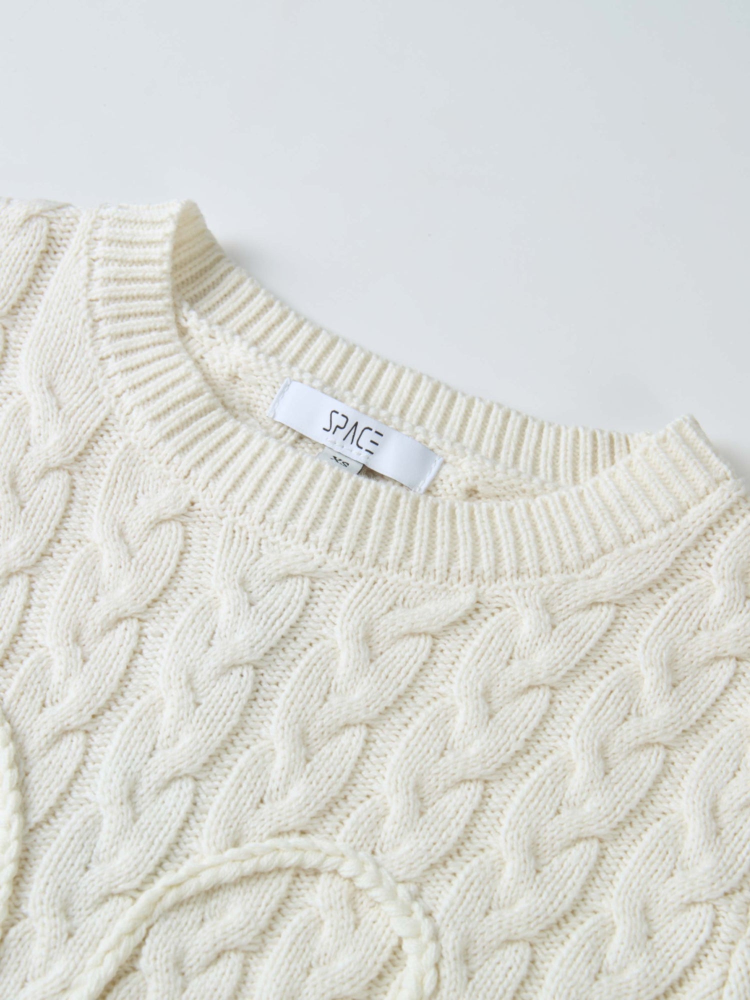 Braided Heart Cable Sweater - Cream