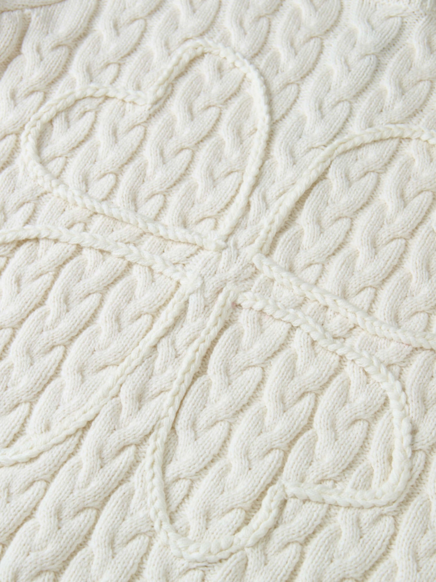 Braided Heart Cable Sweater - Cream