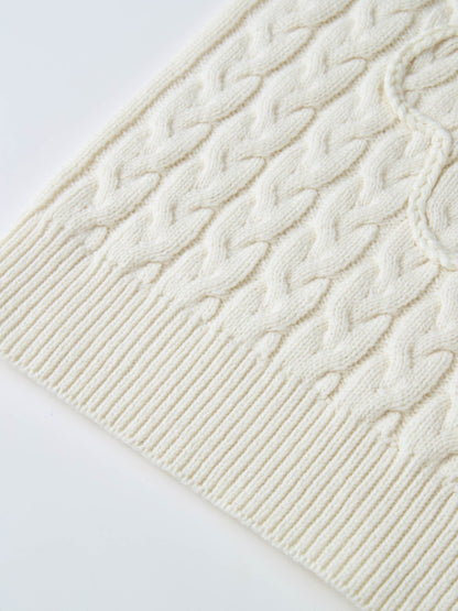 Braided Heart Cable Sweater - Cream