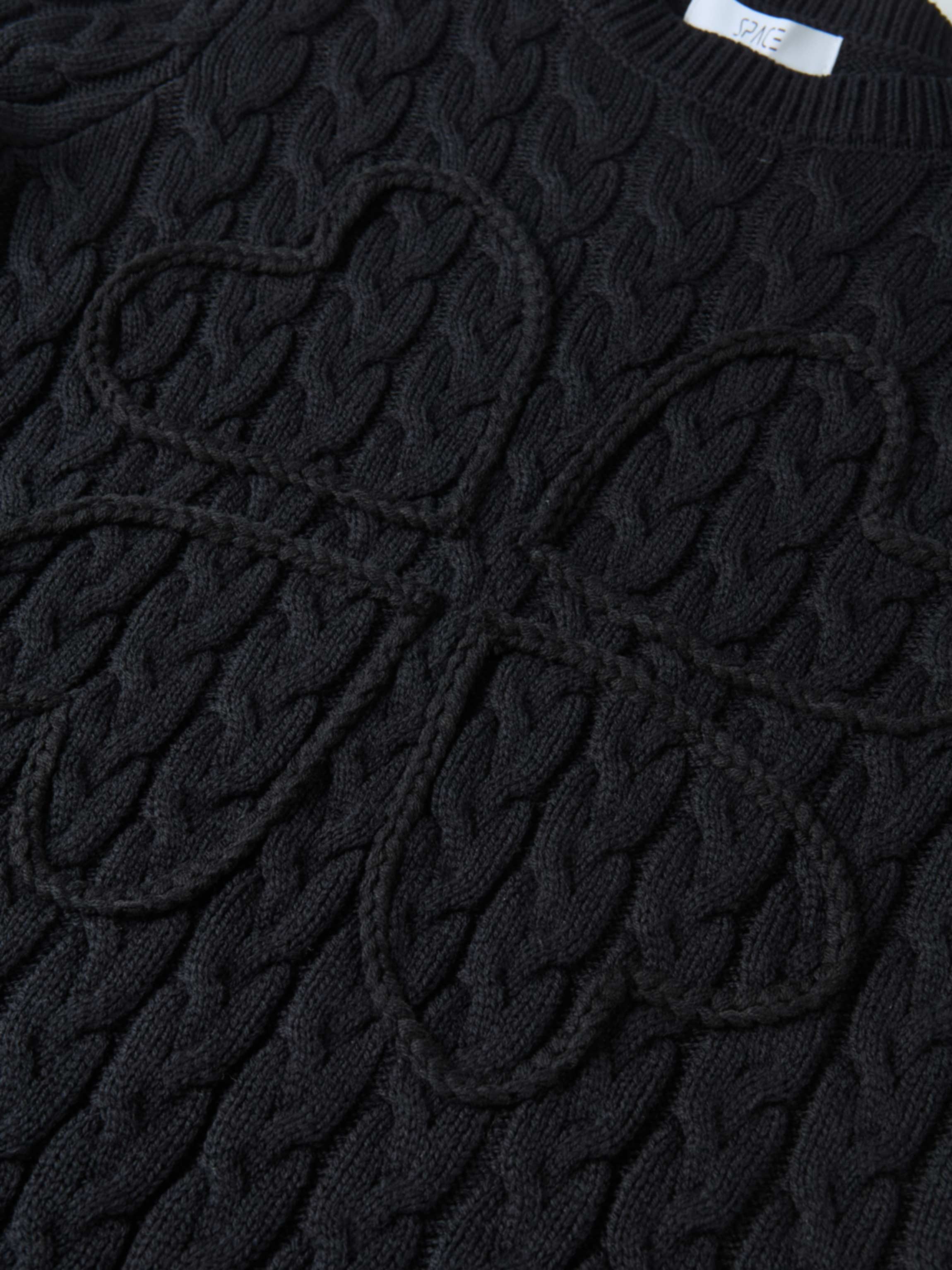 Braided Heart Cable Sweater - Black