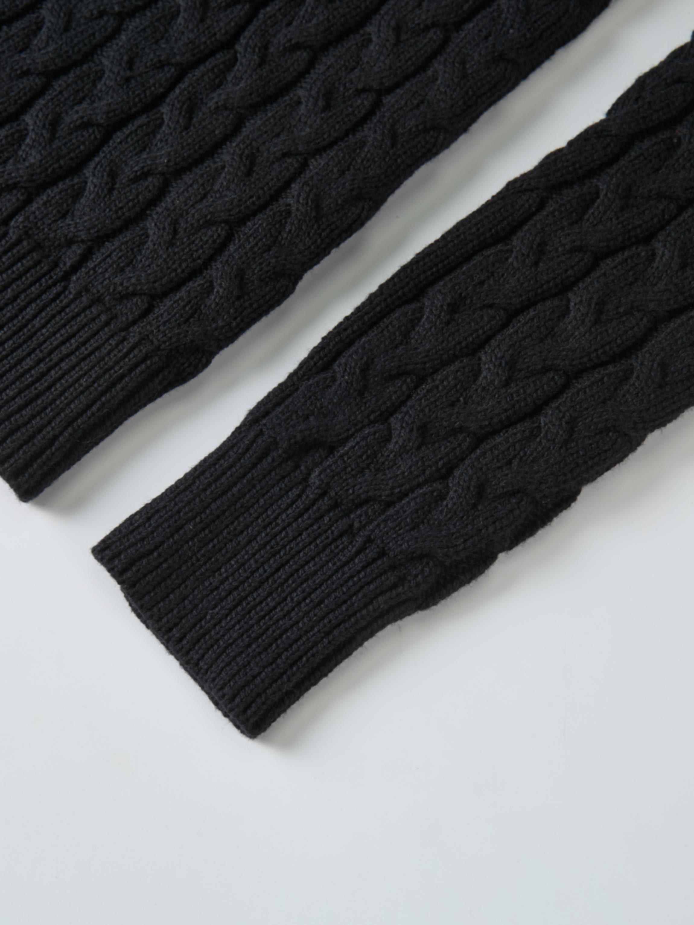 Braided Heart Cable Sweater - Black