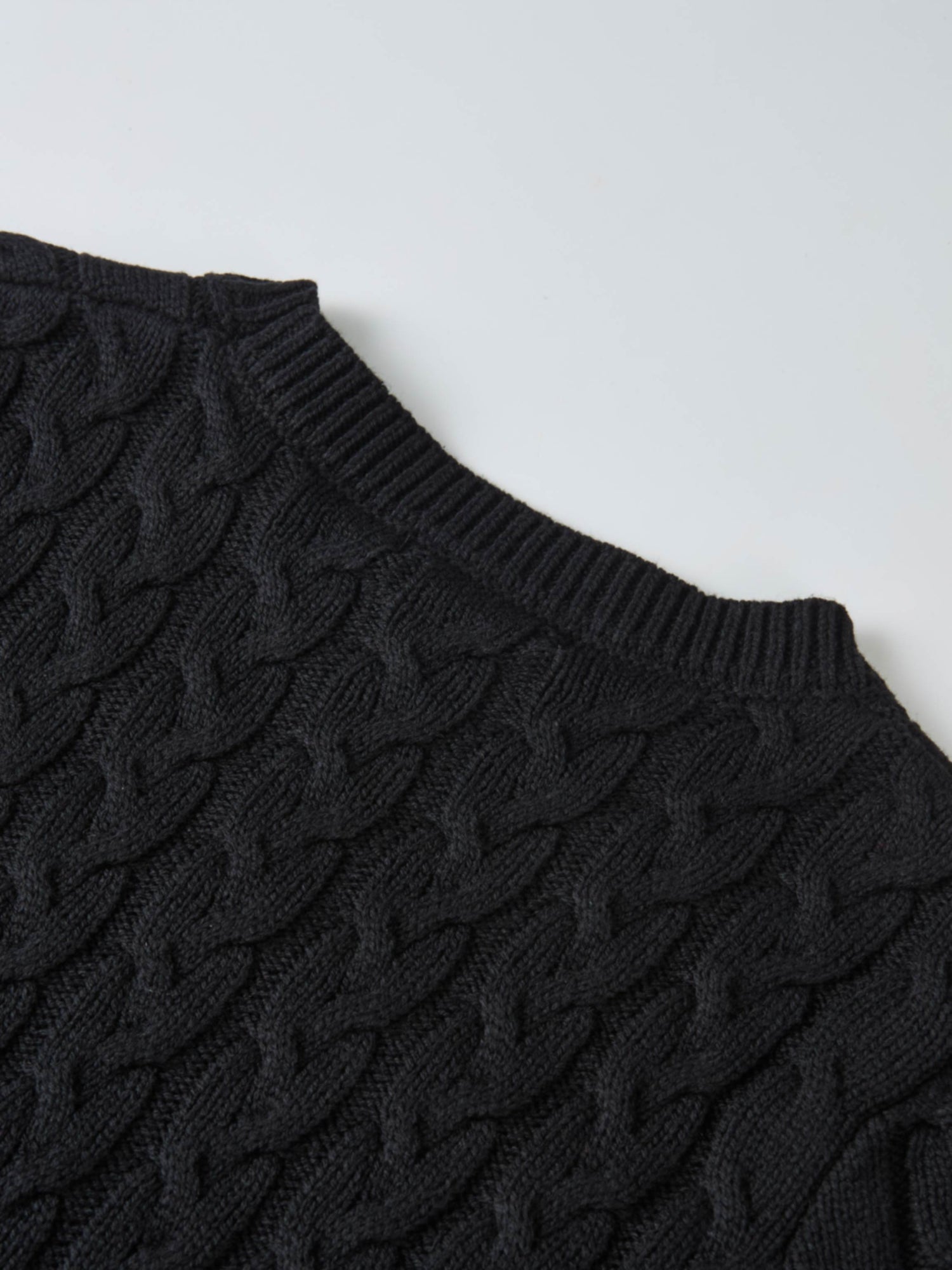 Braided Heart Cable Sweater - Black