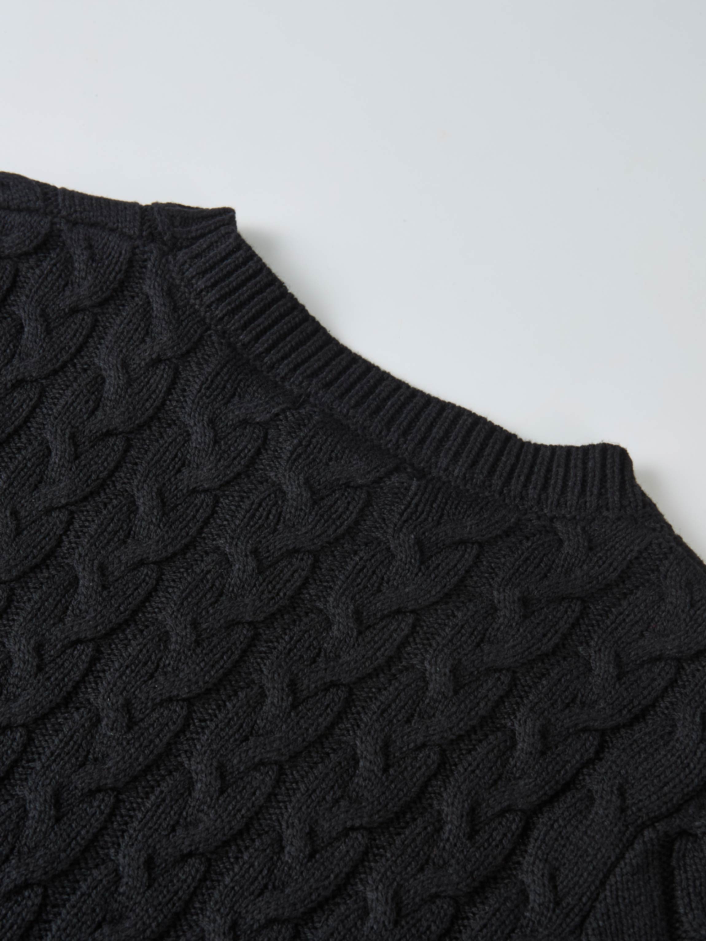 Braided Heart Cable Sweater - Black