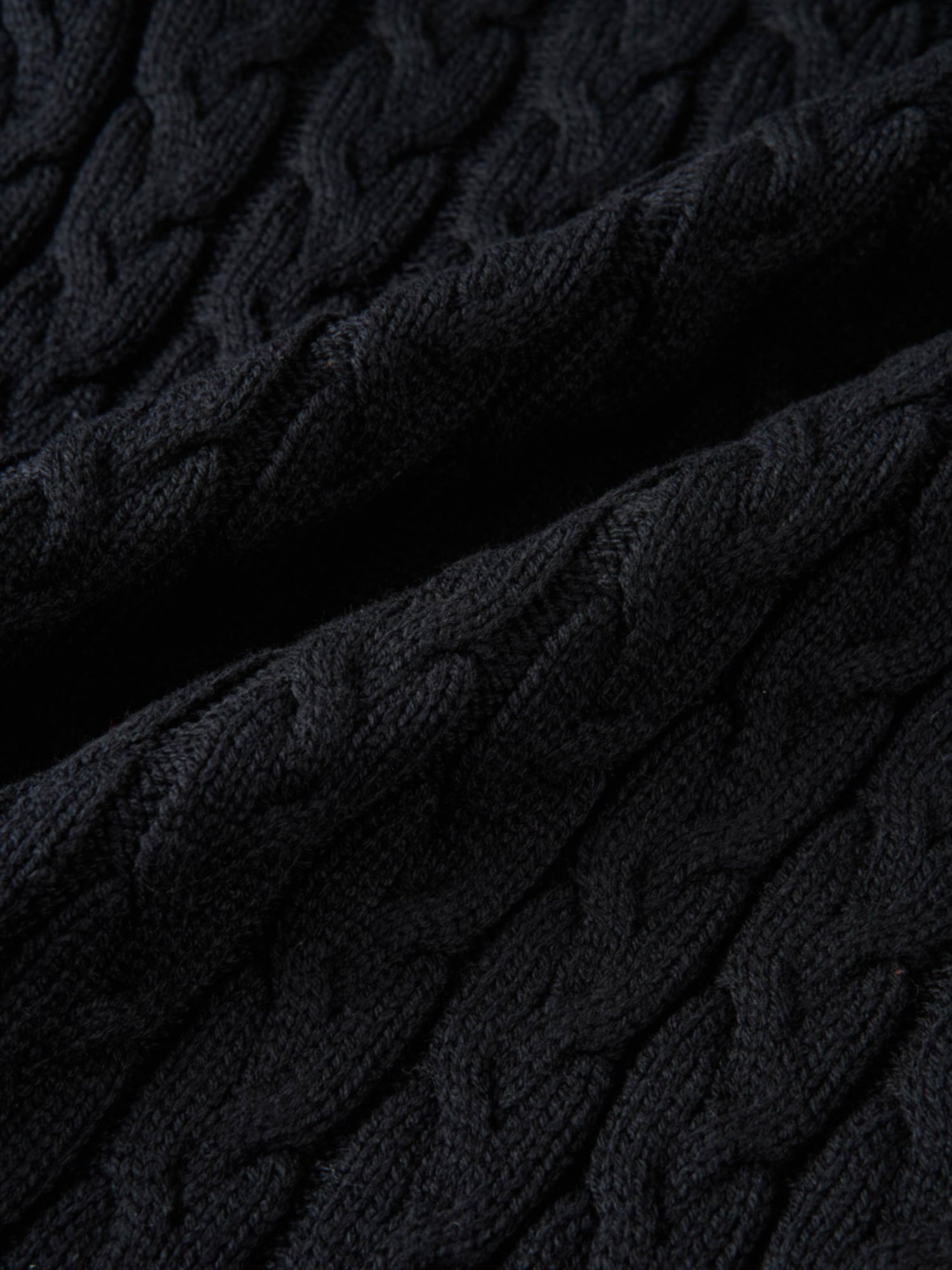 Braided Heart Cable Sweater - Black
