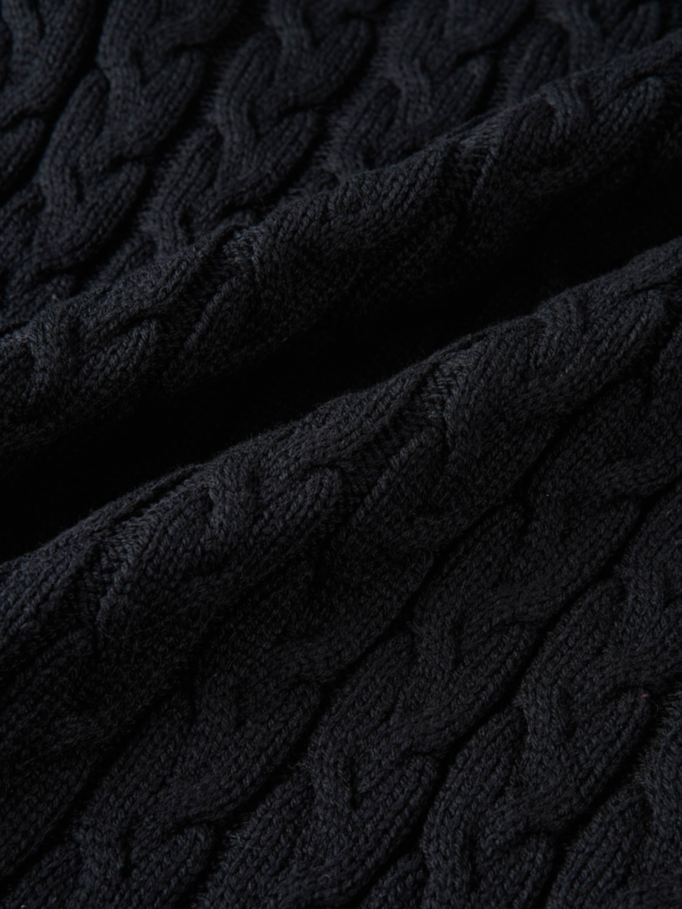 Braided Heart Cable Sweater - Black