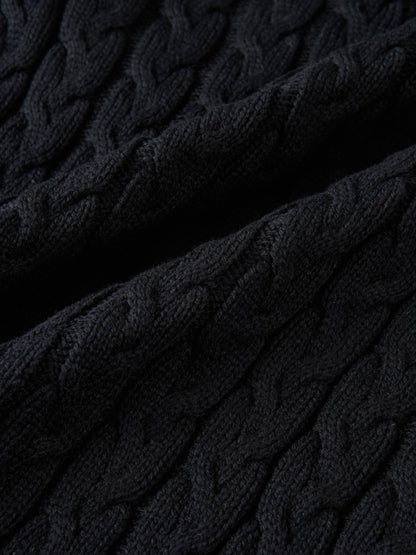 Braided Heart Cable Sweater - Black
