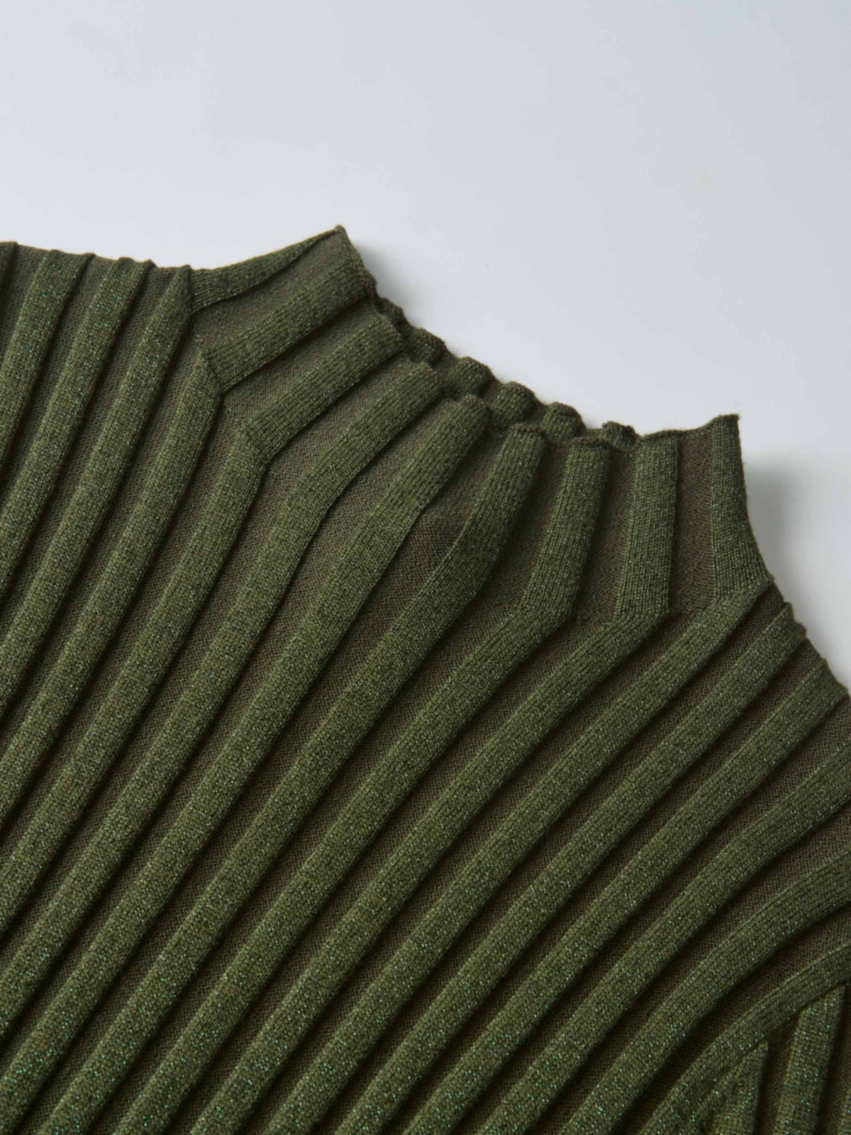 Lurex Ribbed Mock Neck Sweater - Olive