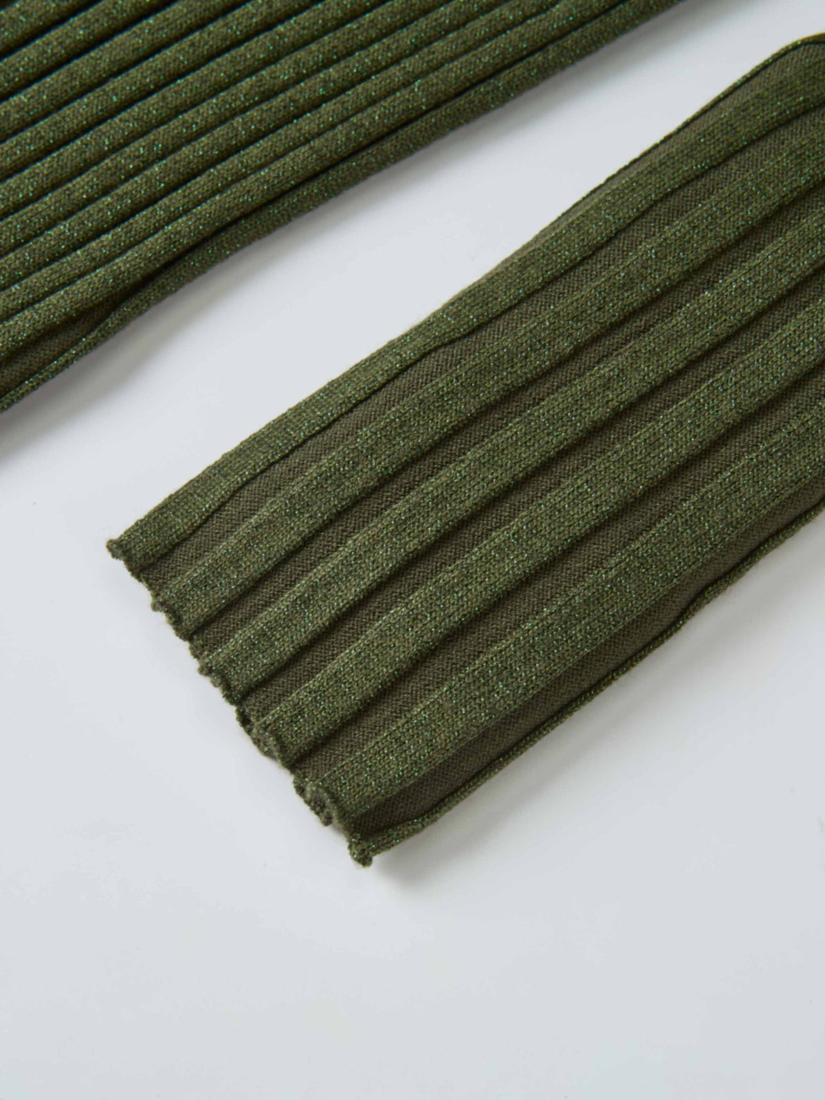 Lurex Ribbed Mock Neck Sweater - Olive