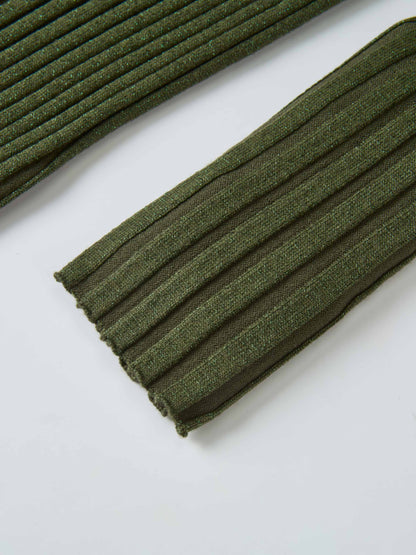 Lurex Ribbed Mock Neck Sweater - Olive