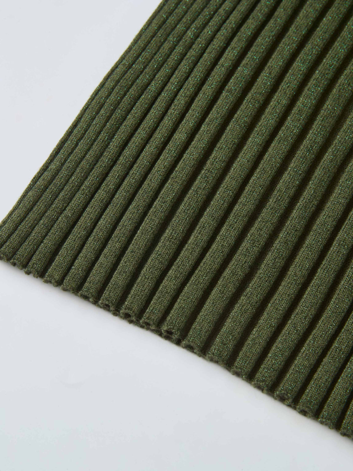 Lurex Ribbed Mock Neck Sweater - Olive