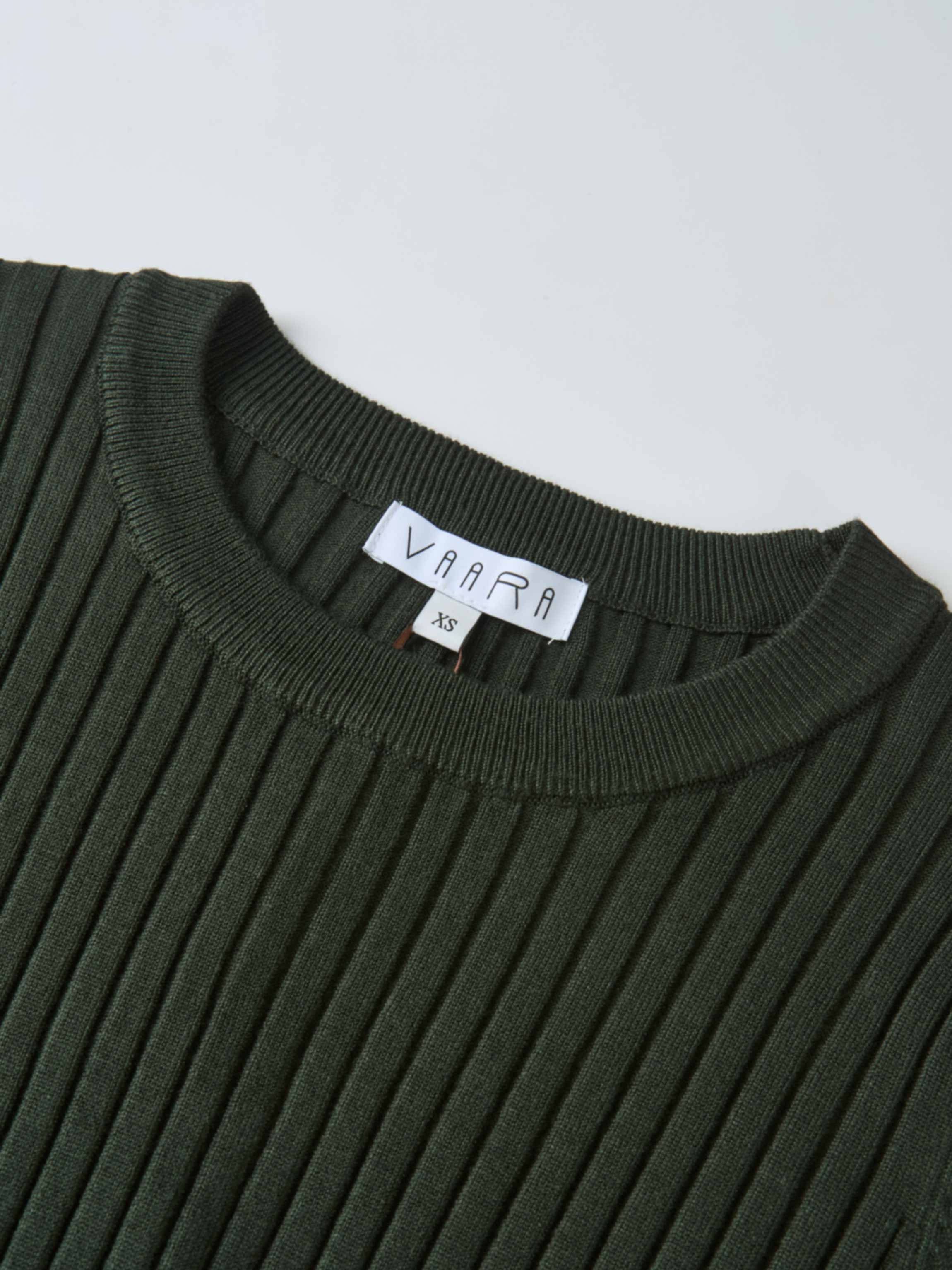 Soft Thin Ribbed Banded Sweater - Green