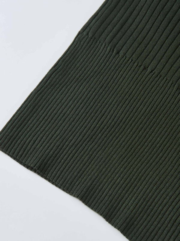 Soft Thin Ribbed Banded Sweater - Green