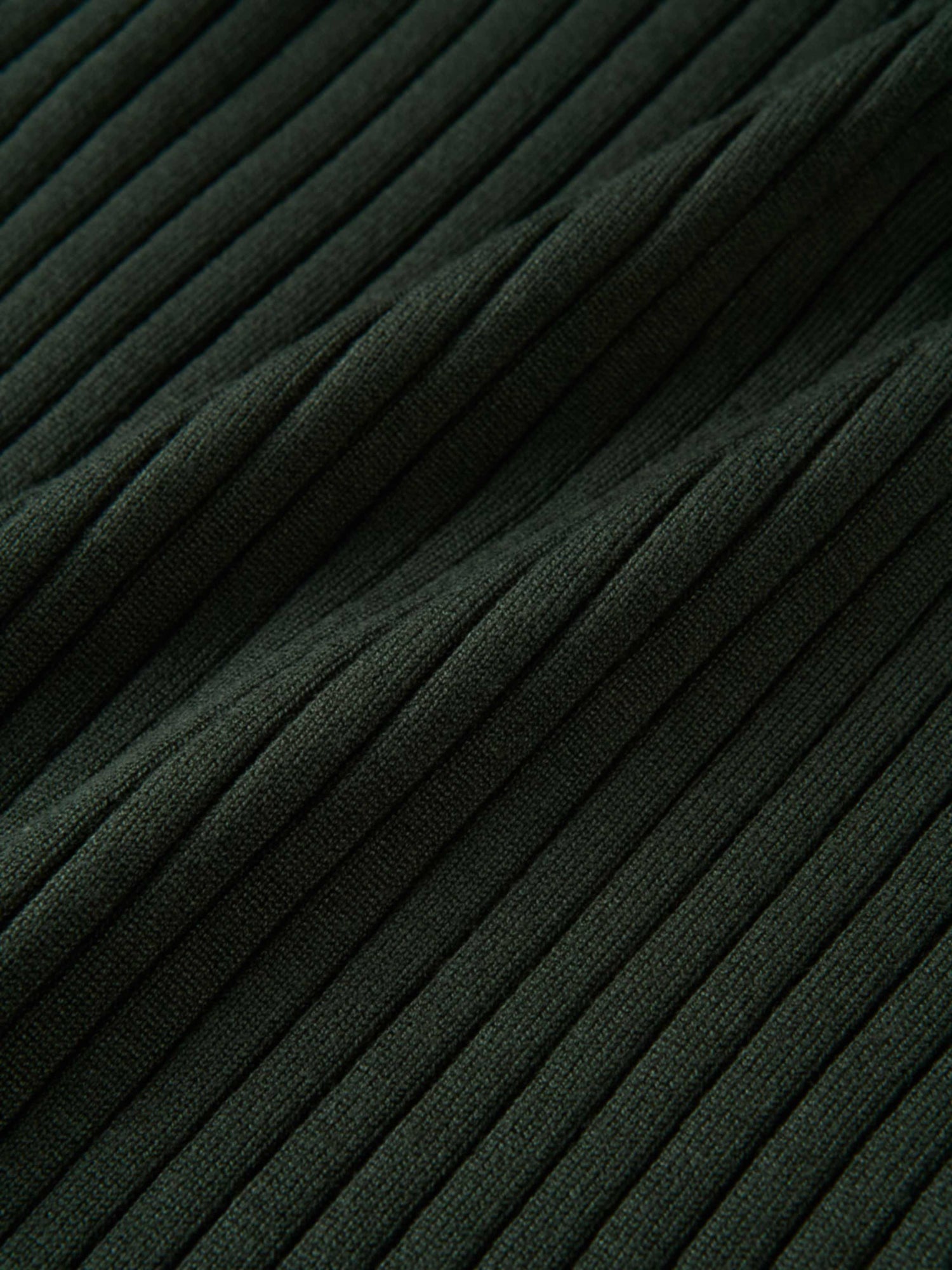 Soft Thin Ribbed Banded Sweater - Green