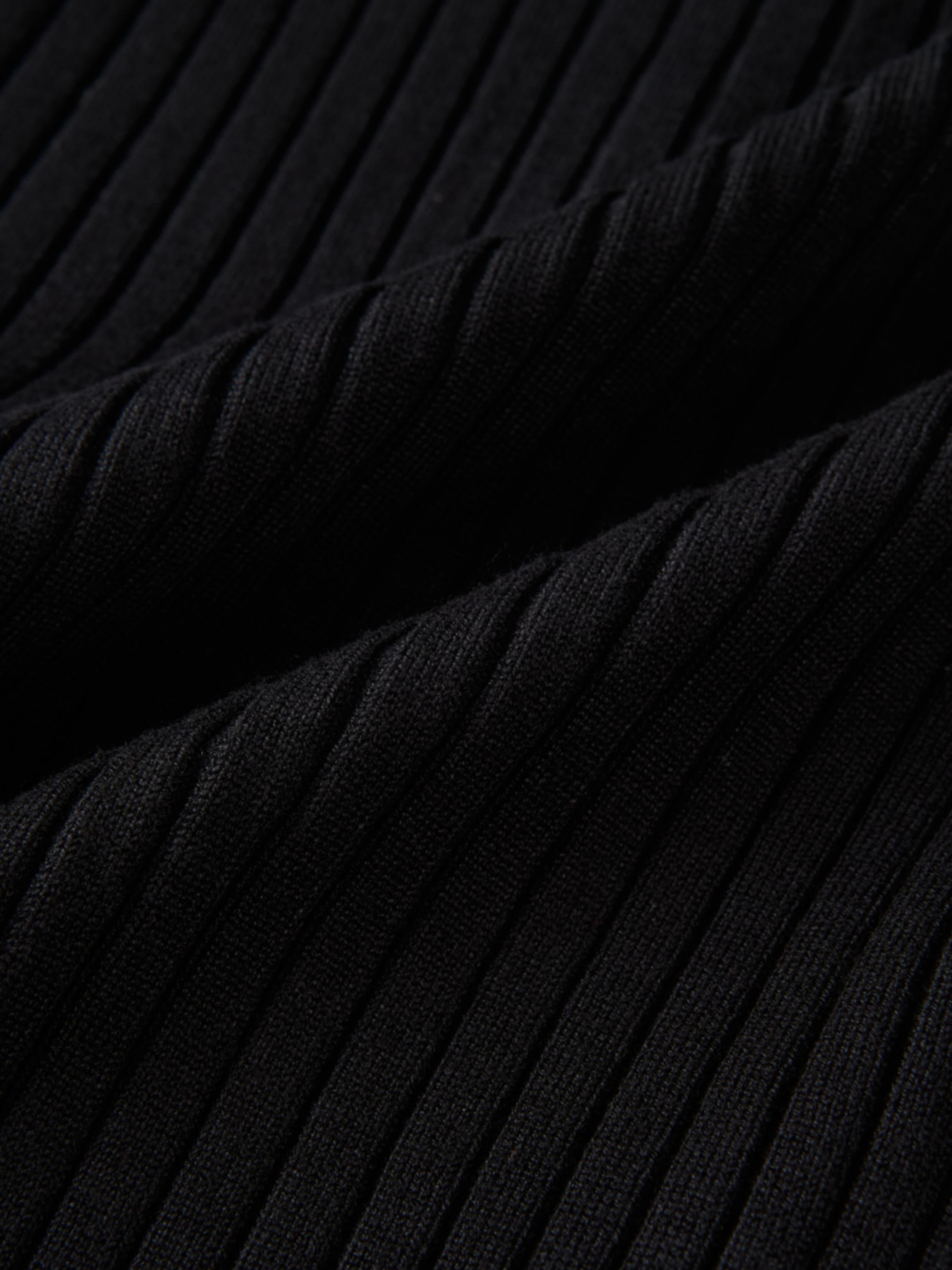 Soft Thin Ribbed Banded Sweater - Black