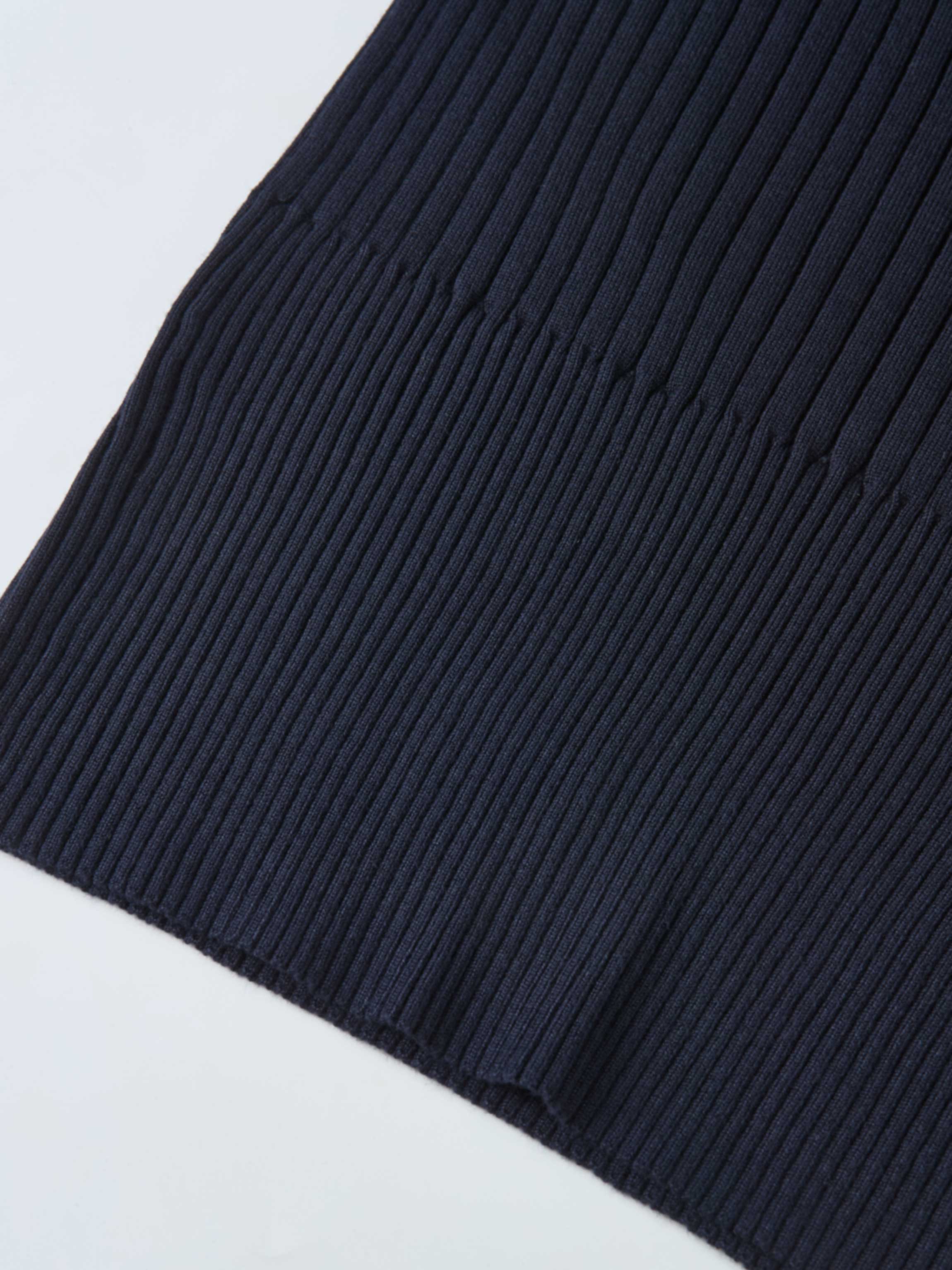 Soft Thin Ribbed Banded Sweater - Navy