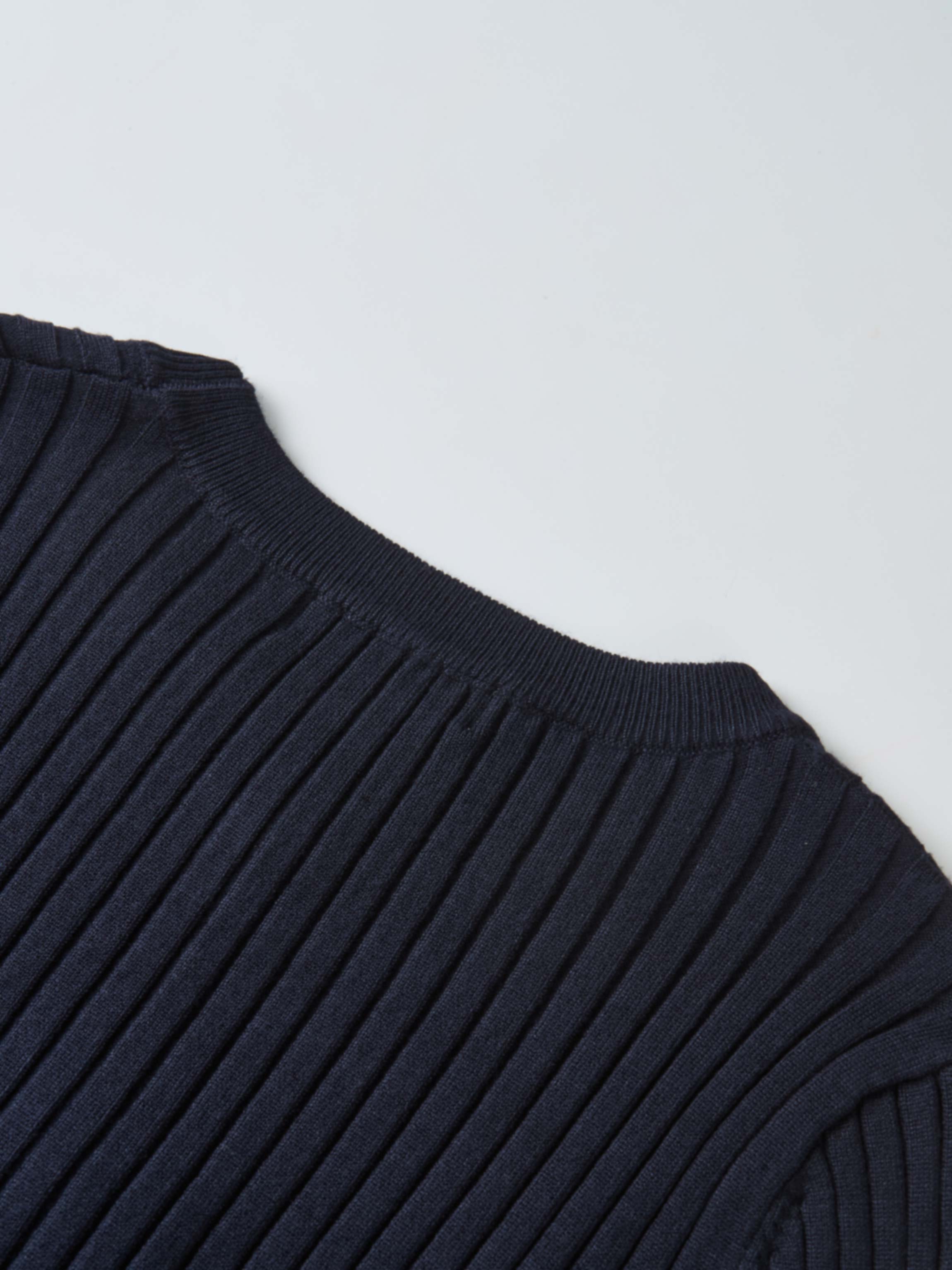 Soft Thin Ribbed Banded Sweater - Navy