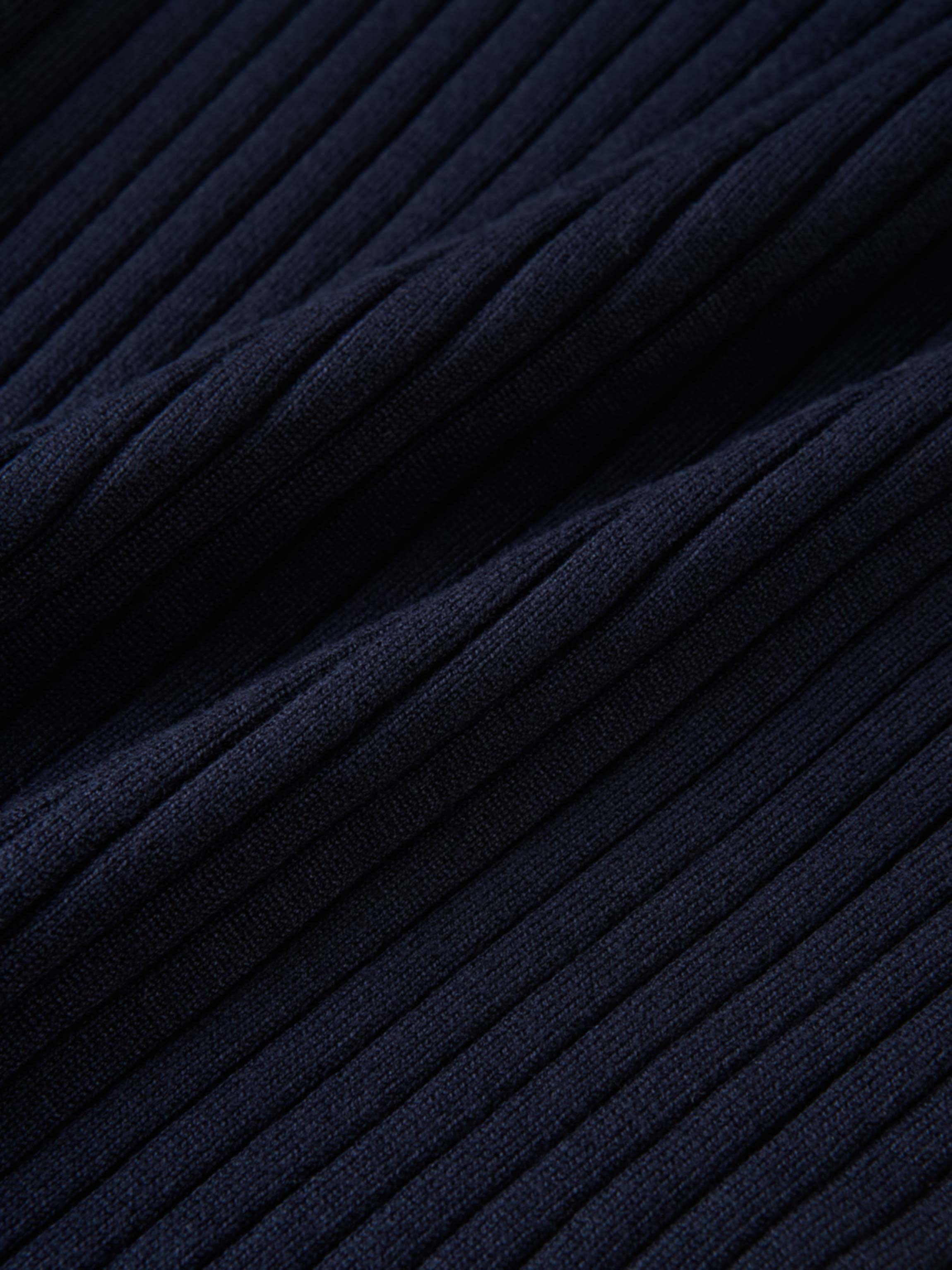 Soft Thin Ribbed Banded Sweater - Navy