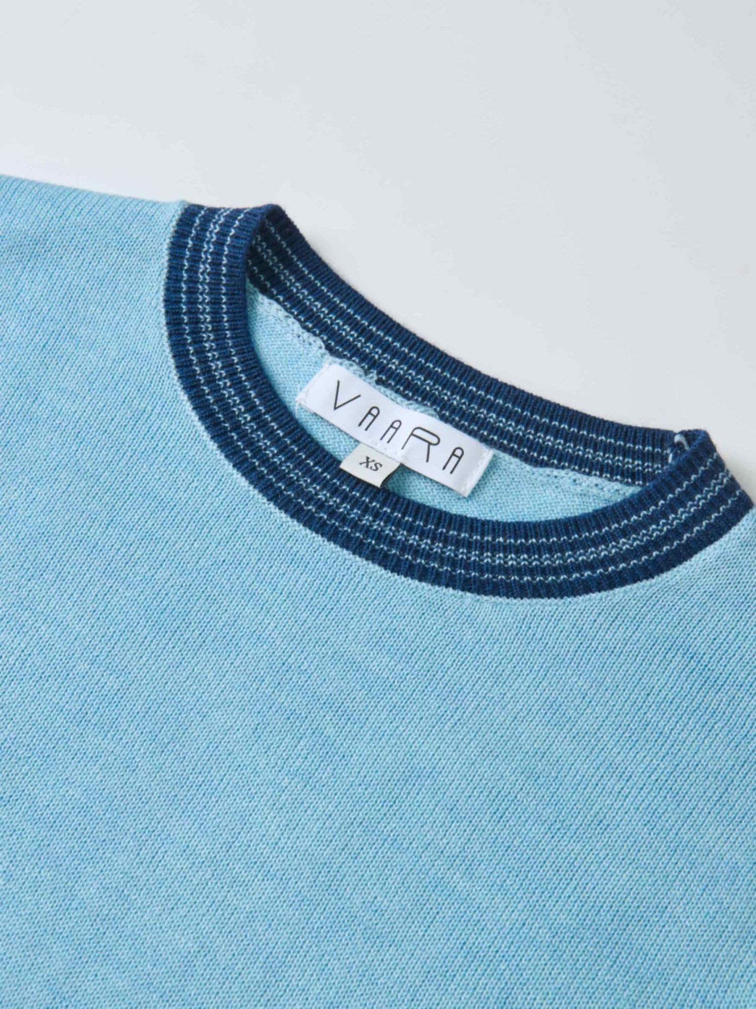 Wool Blend Crew Sweater - Light Blue