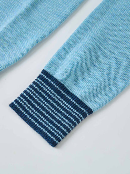 Wool Blend Crew Sweater - Light Blue