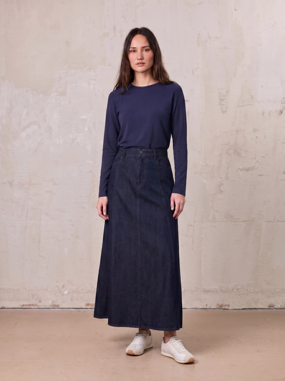 Crew Ribbed Dolman-Navy