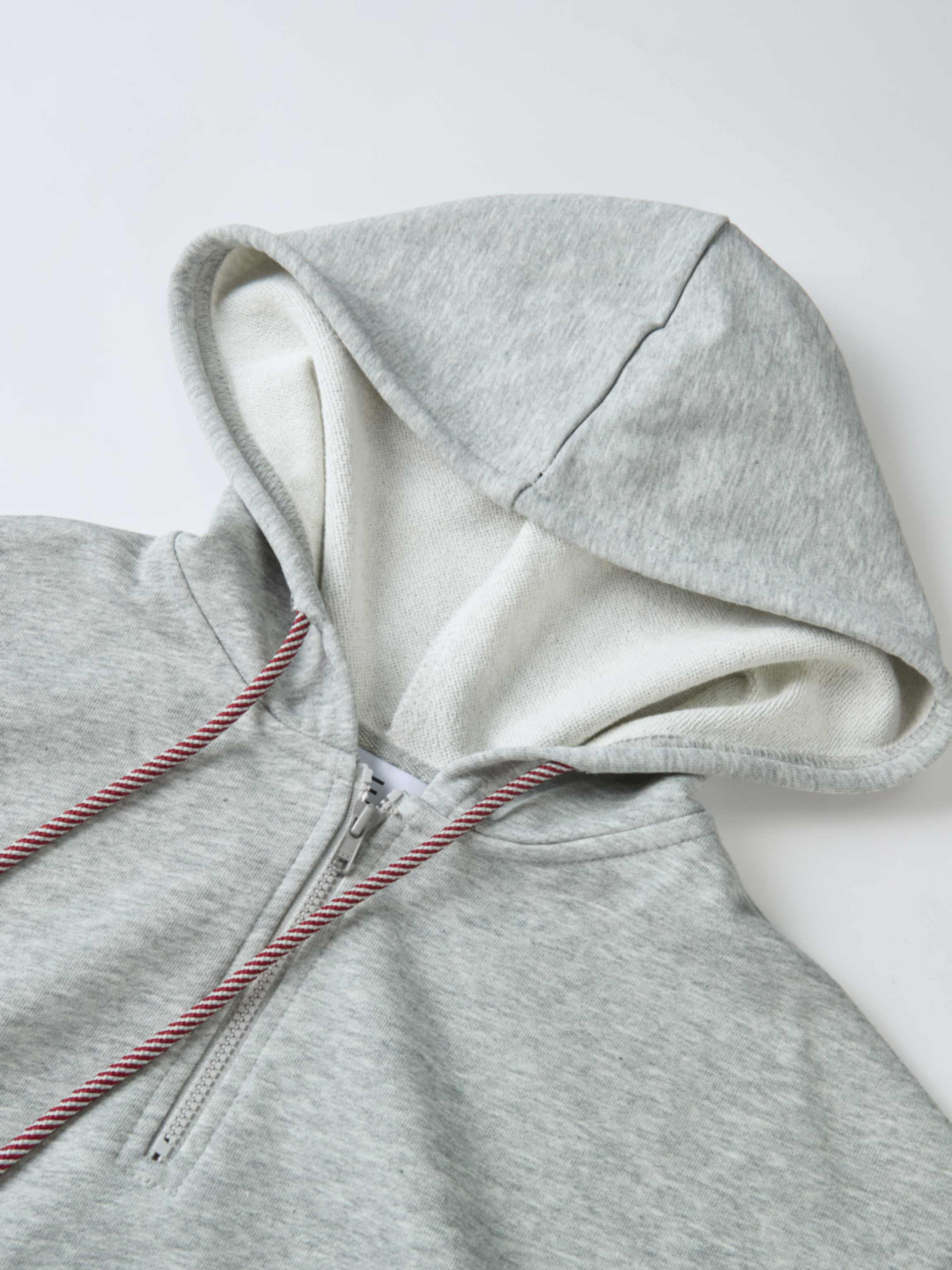 Half Zip Hoodie Sweatshirt - Grey/Burgundy