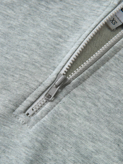 Half Zip Hoodie Sweatshirt - Grey/Burgundy