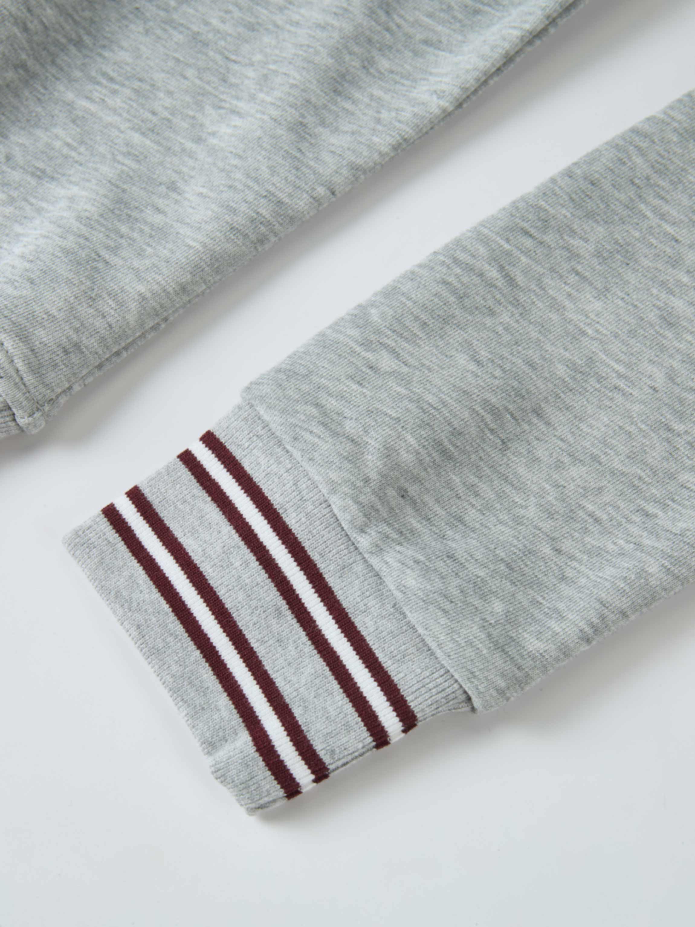 Half Zip Hoodie Sweatshirt - Grey/Burgundy