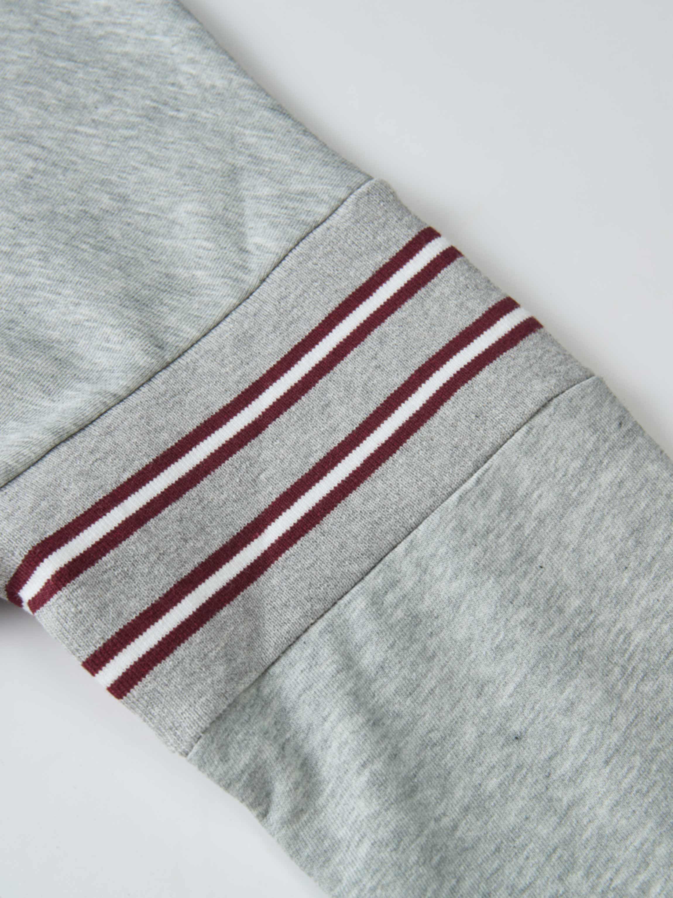 Half Zip Hoodie Sweatshirt - Grey/Burgundy