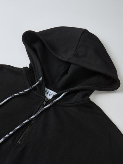 Half Zip Hoodie Sweatshirt - Black/White